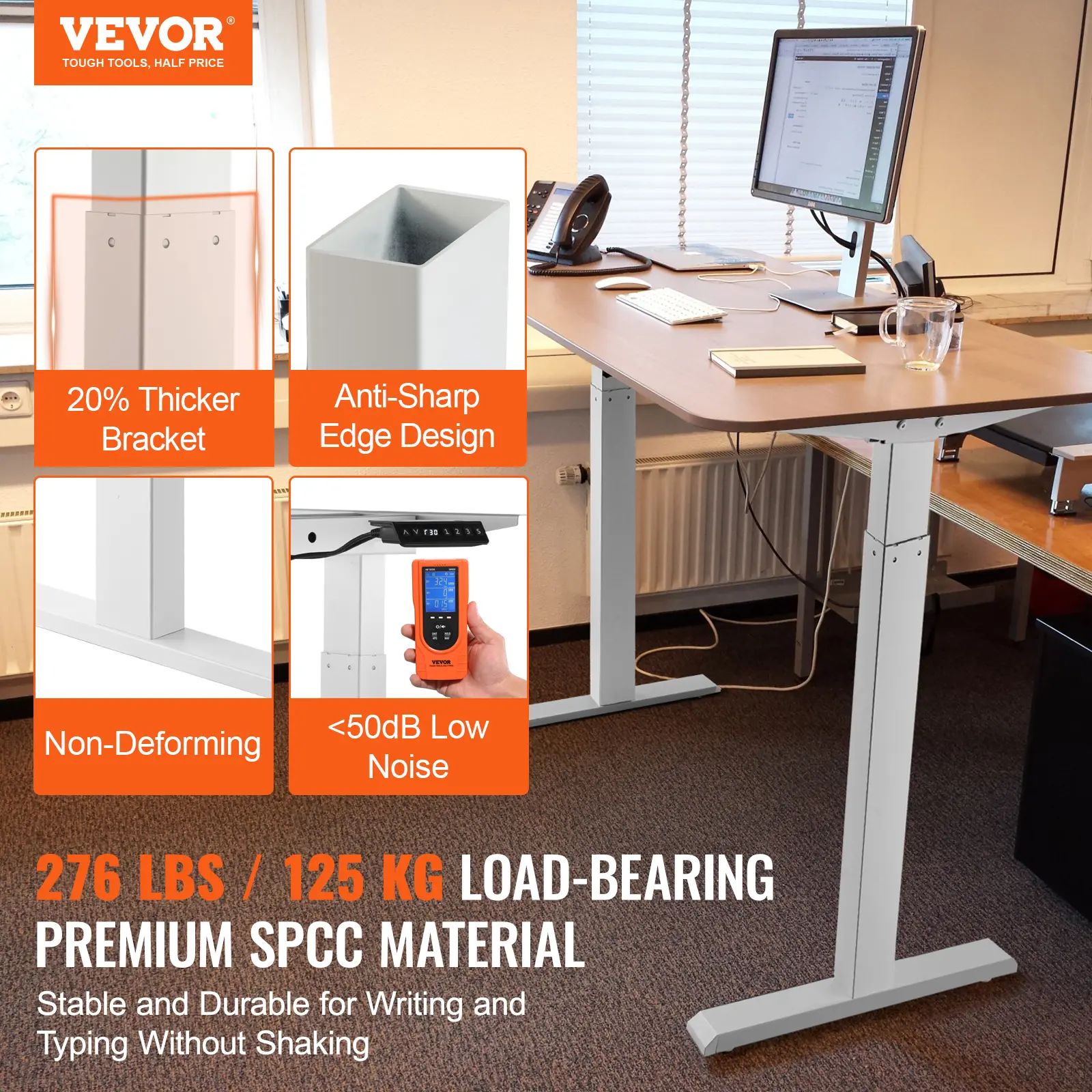 SucceBuy Standing Desk Frame  Electric Stand Up Computer Desk Legs Ergonomic DIY Workstation Base for Home Office Black white