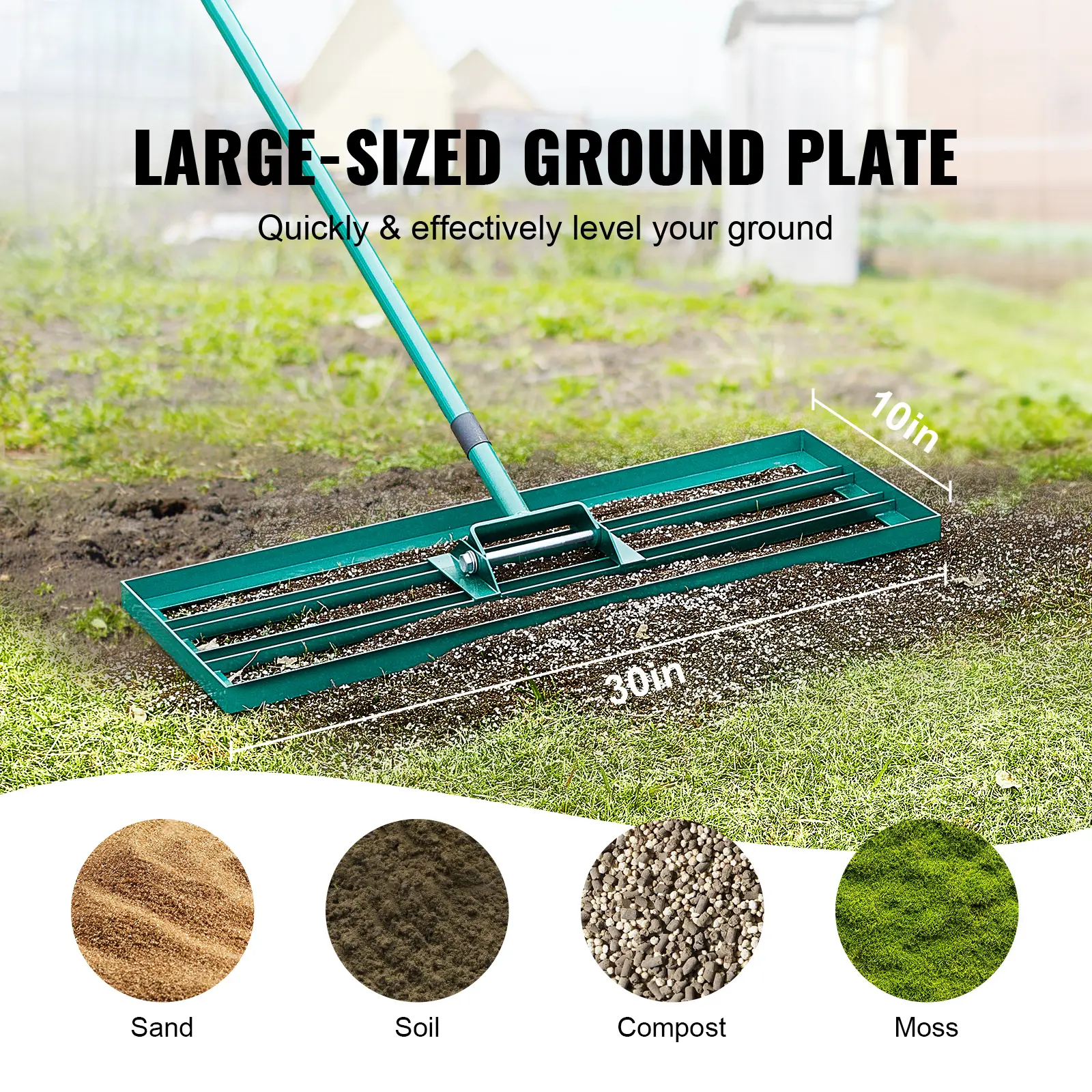 SucceBuy Lawn Leveling Rake 36inchx10inch Heavy-duty Lawn Leveler With 78inch Steel Extended Handle For Garden Golf Lawn Farm