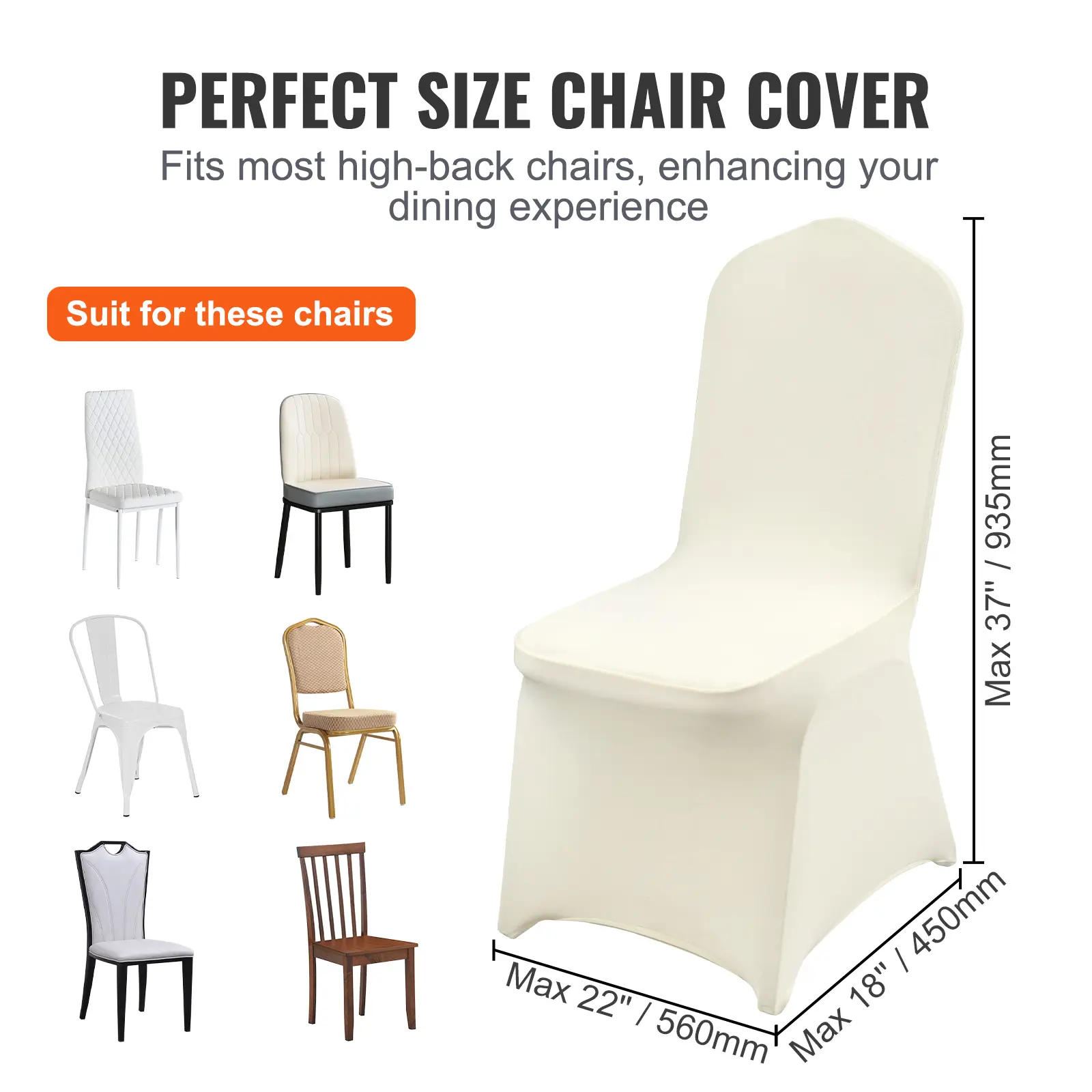 SucceBuy 30/50PCS Ivory Stretch Spandex Folding Chair Covers Universal Fitted Chair Cover Removable Protective Slipcovers