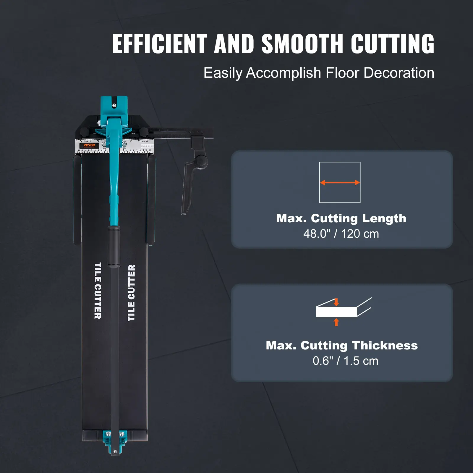 SucceBuy Manual Tile Cutter Laser Positioning Single Rails W/ Supporting Feet Professional Push Knife for Cutting Ceramic