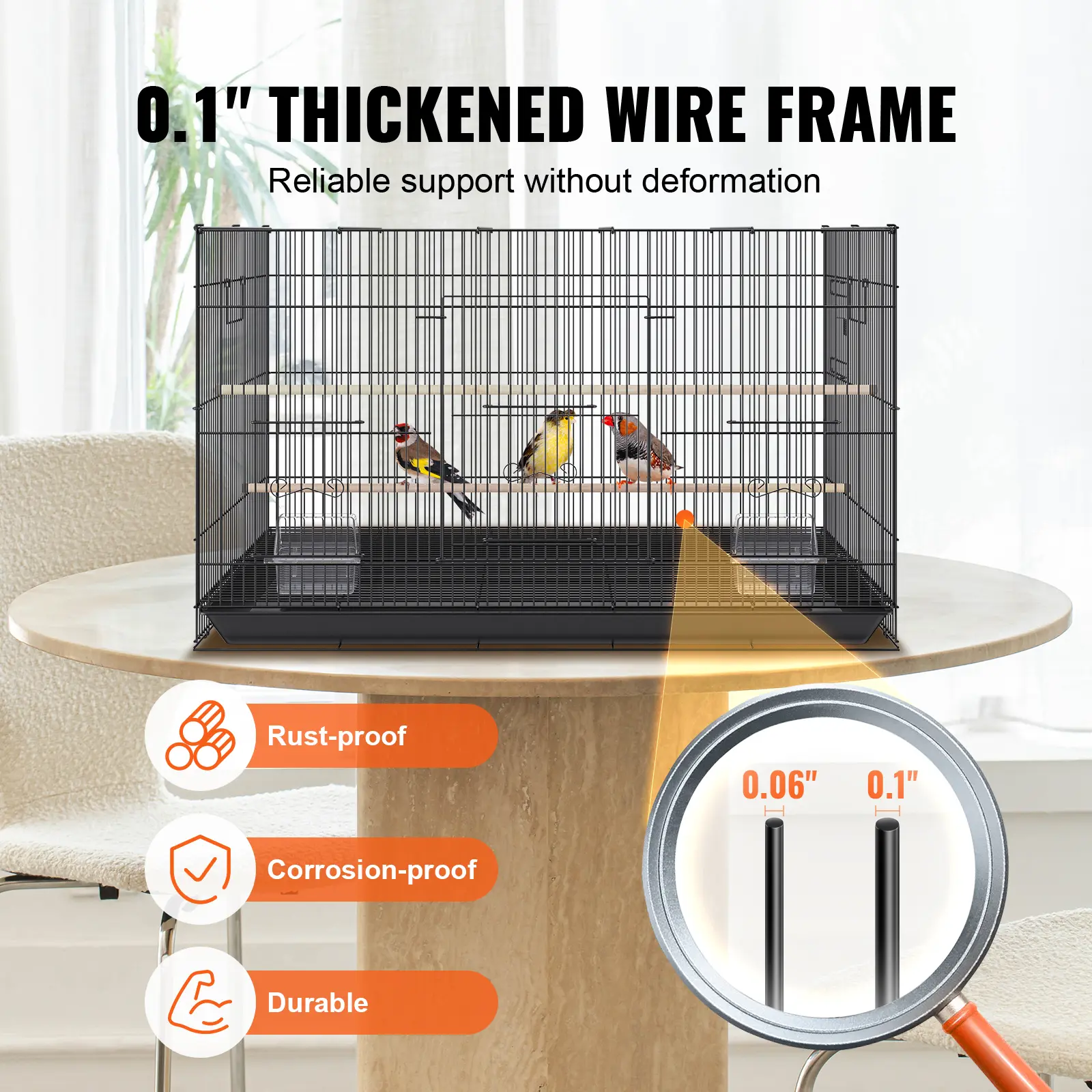 SucceBuy 30inch Pet Bird Cage Metal Large Parakeet Cages with Rolling Stand Tray for Cockatiels Parrot Budgies Lovebird Canaries