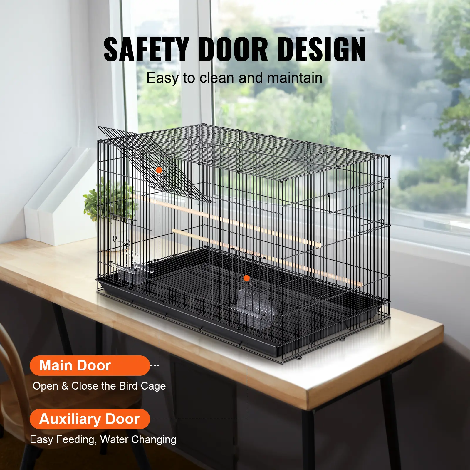 SucceBuy 30inch Pet Bird Cage Metal Large Parakeet Cages with Rolling Stand Tray for Cockatiels Parrot Budgies Lovebird Canaries