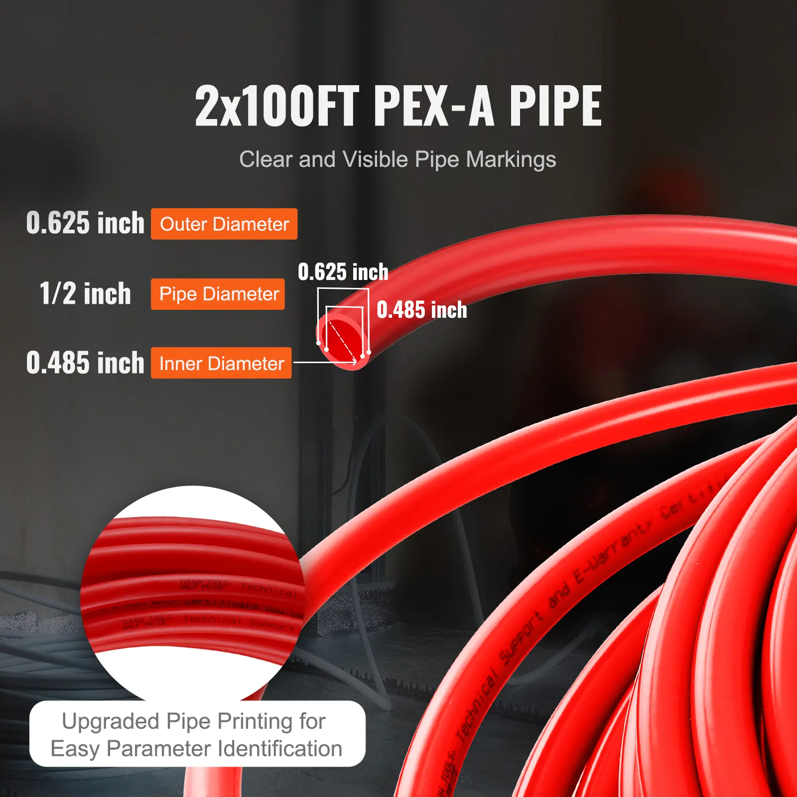 SucceBuy PEX Pipe 1/2 Inch 2x100 Feet Length PEX-A Flexible Pipe Tubing Blue Red For Potable Water Hot/Cold Water Easily Restore