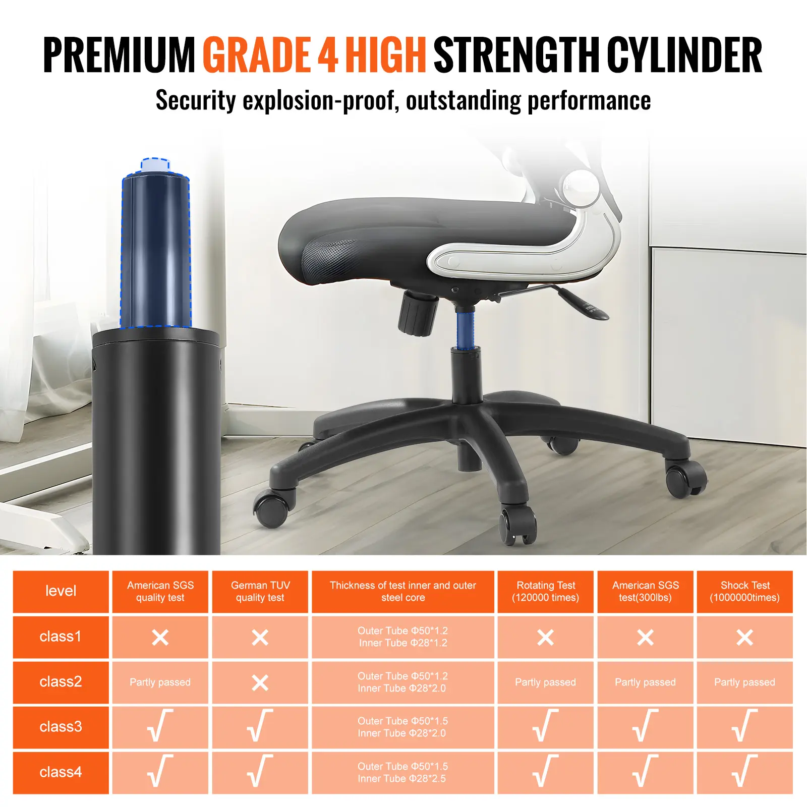 SucceBuy Office Chair Base Replacement 28" 2500 lbs Static Universal Computer Desk Chair Stool Desk Chair Base Replacement Black