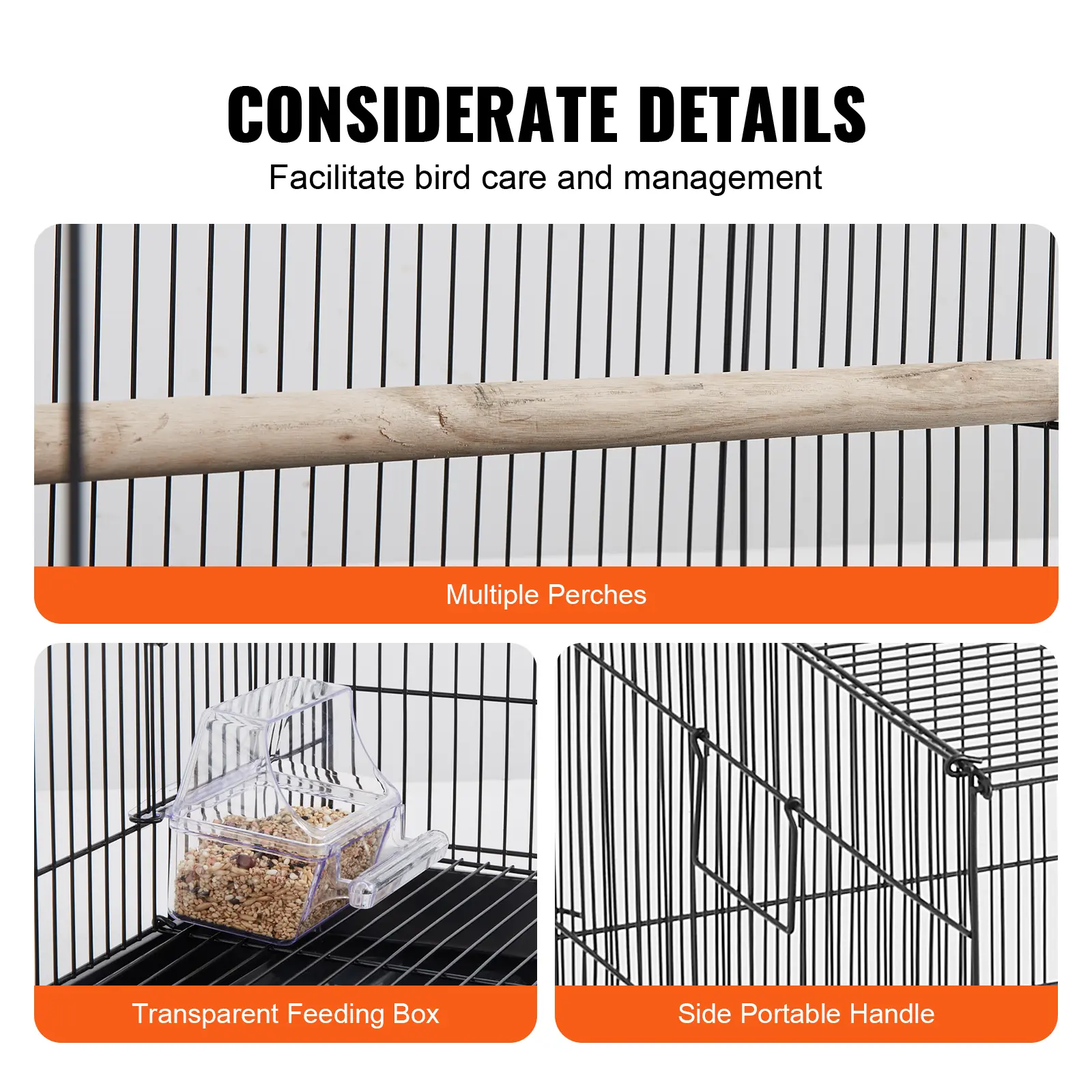 SucceBuy 30inch Pet Bird Cage Metal Large Parakeet Cages with Rolling Stand Tray for Cockatiels Parrot Budgies Lovebird Canaries