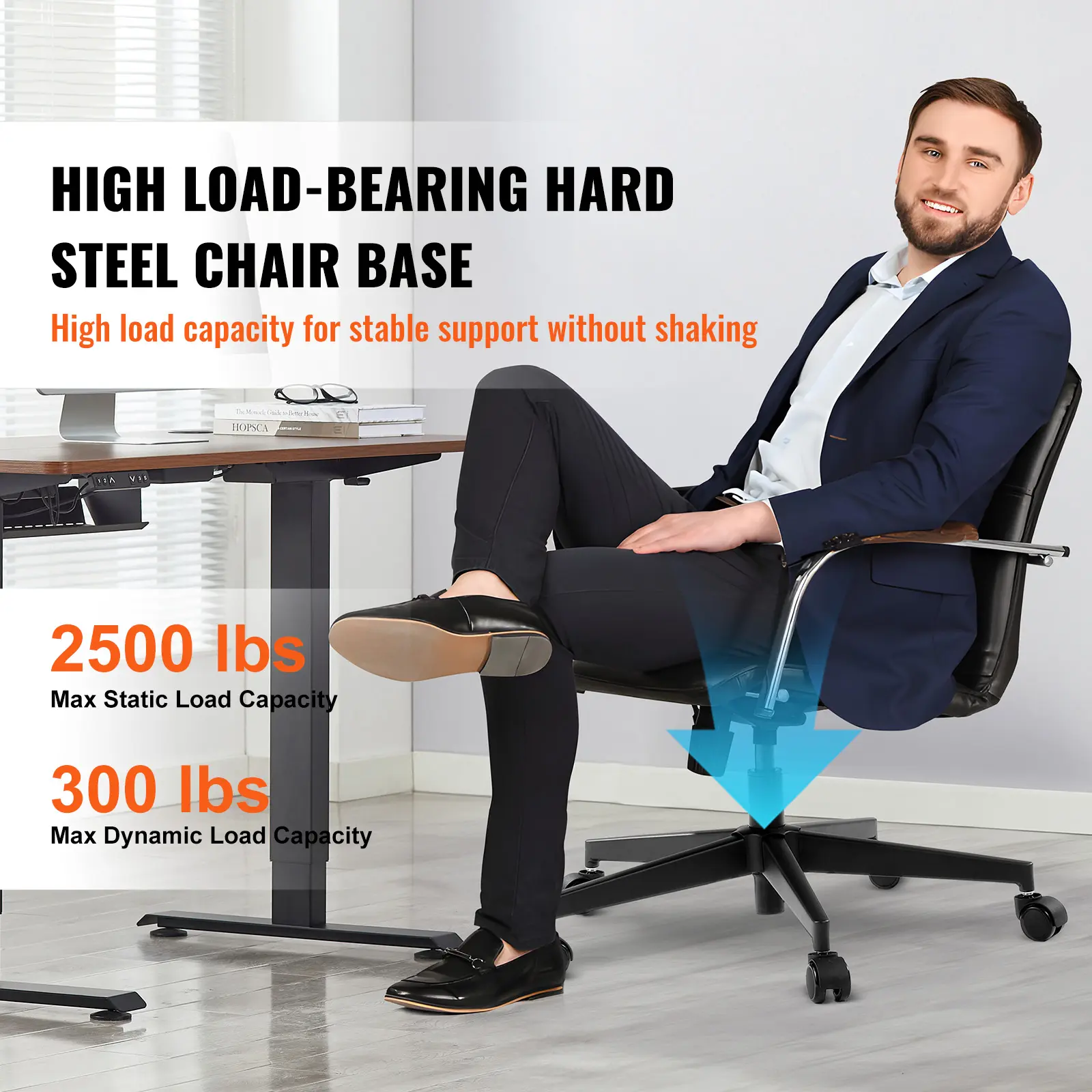 SucceBuy Office Chair Base Replacement 28" 2500 lbs Static Universal Computer Desk Chair Stool Desk Chair Base Replacement Black