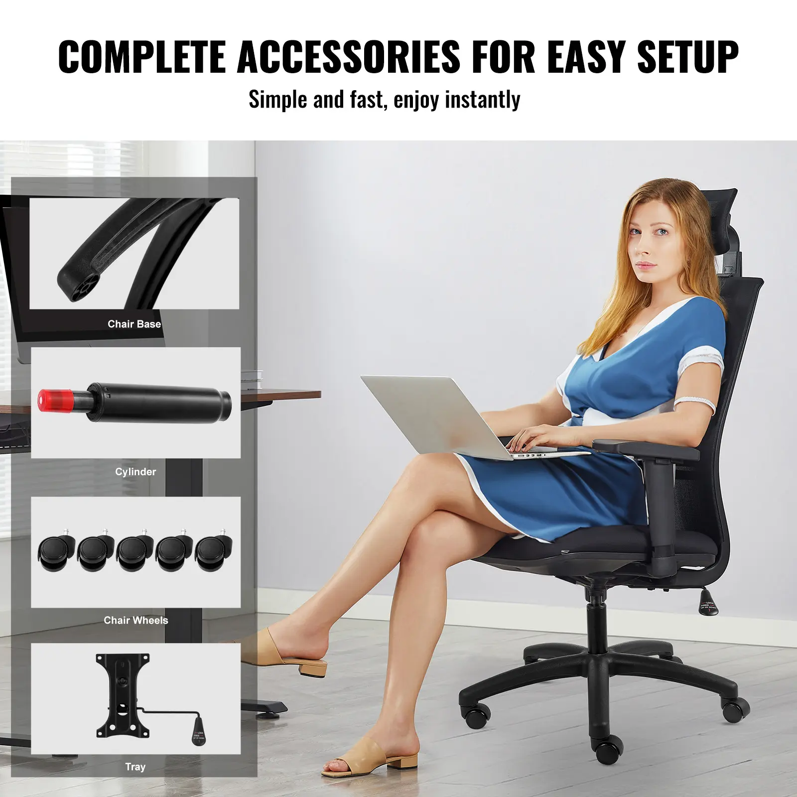 SucceBuy Office Chair Base Replacement 28" 2500 lbs Static Universal Computer Desk Chair Stool Desk Chair Base Replacement Black