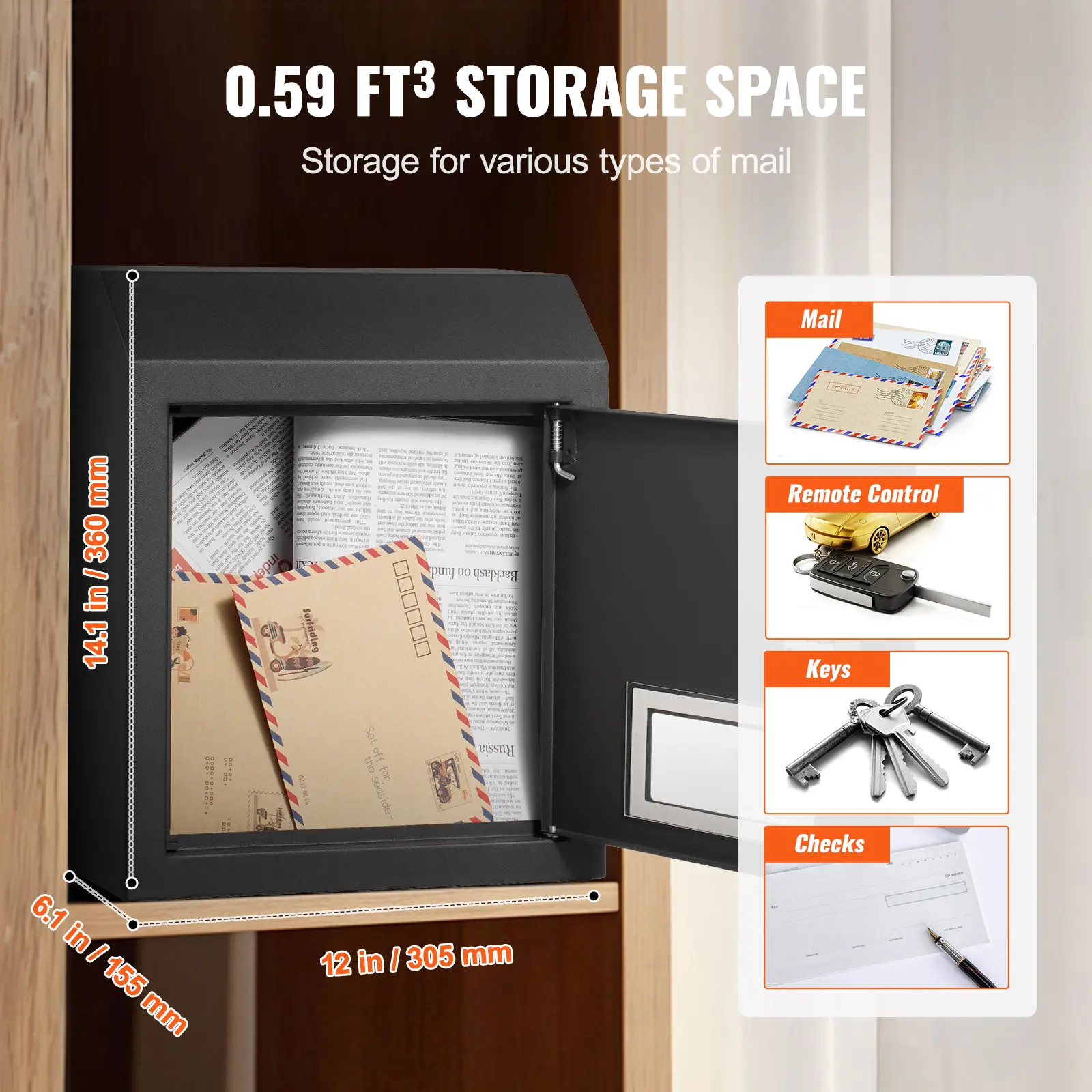 SucceBuy Through The Door Key Drop Box Heavy Duty Steel Plate Through the Door Mailbox with 12" Combination Lock Mail Drop Box
