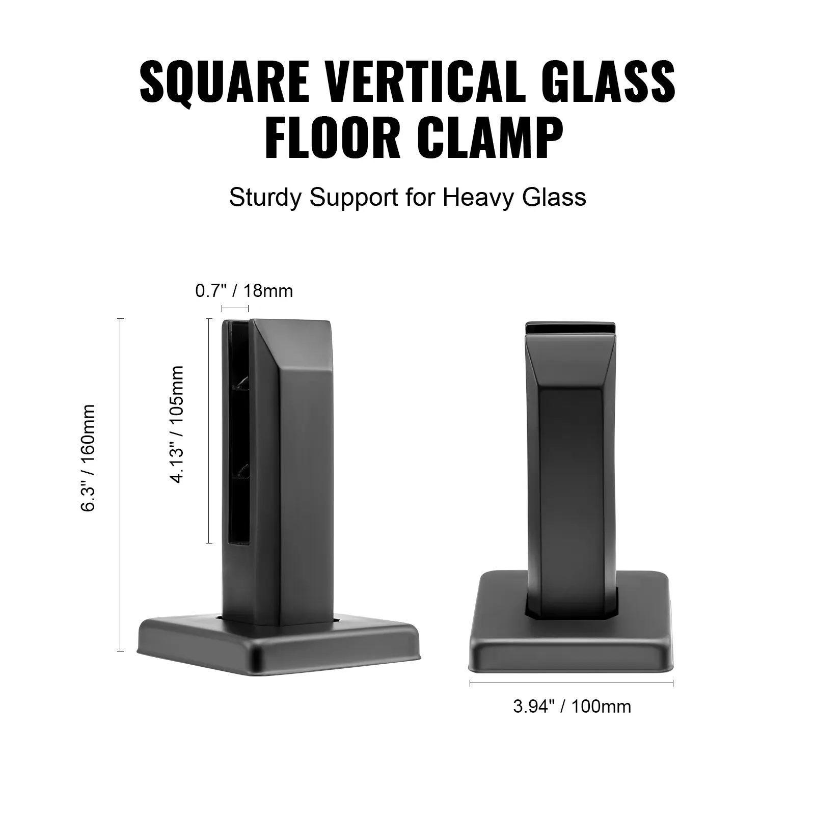 SucceBuy Glass Clamp 4 PCS Square Glass Railing Bracket for 0.31 "-0.47 " Tempered Glass 0.12” Thick for Balcony Garden Deck