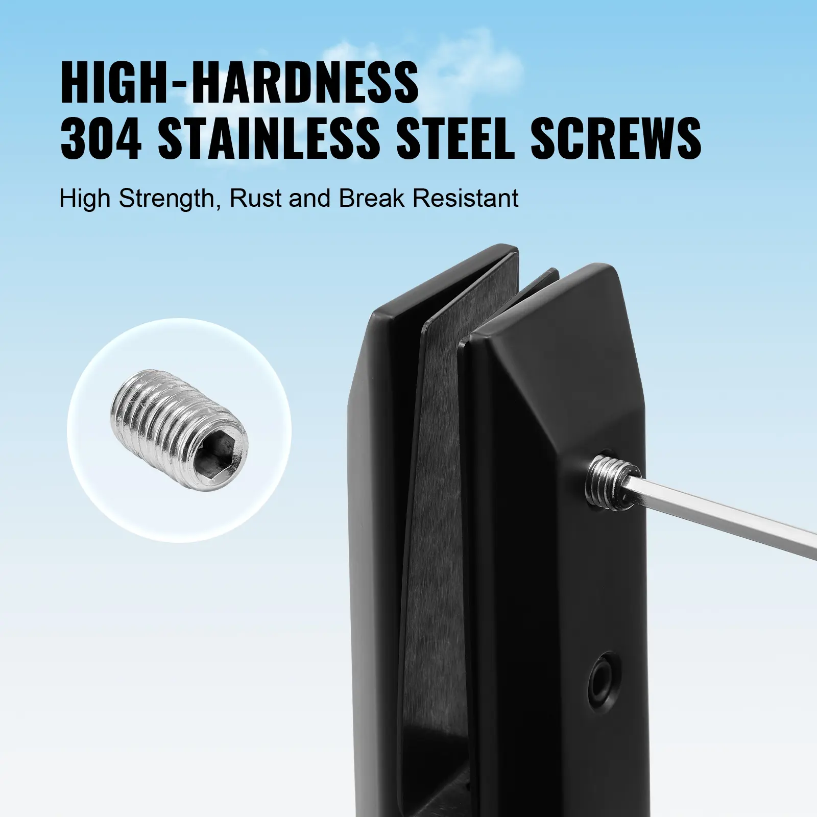 SucceBuy Glass Clamp 4 PCS Square Glass Railing Bracket for 0.31 "-0.47 " Tempered Glass 0.12” Thick for Balcony Garden Deck
