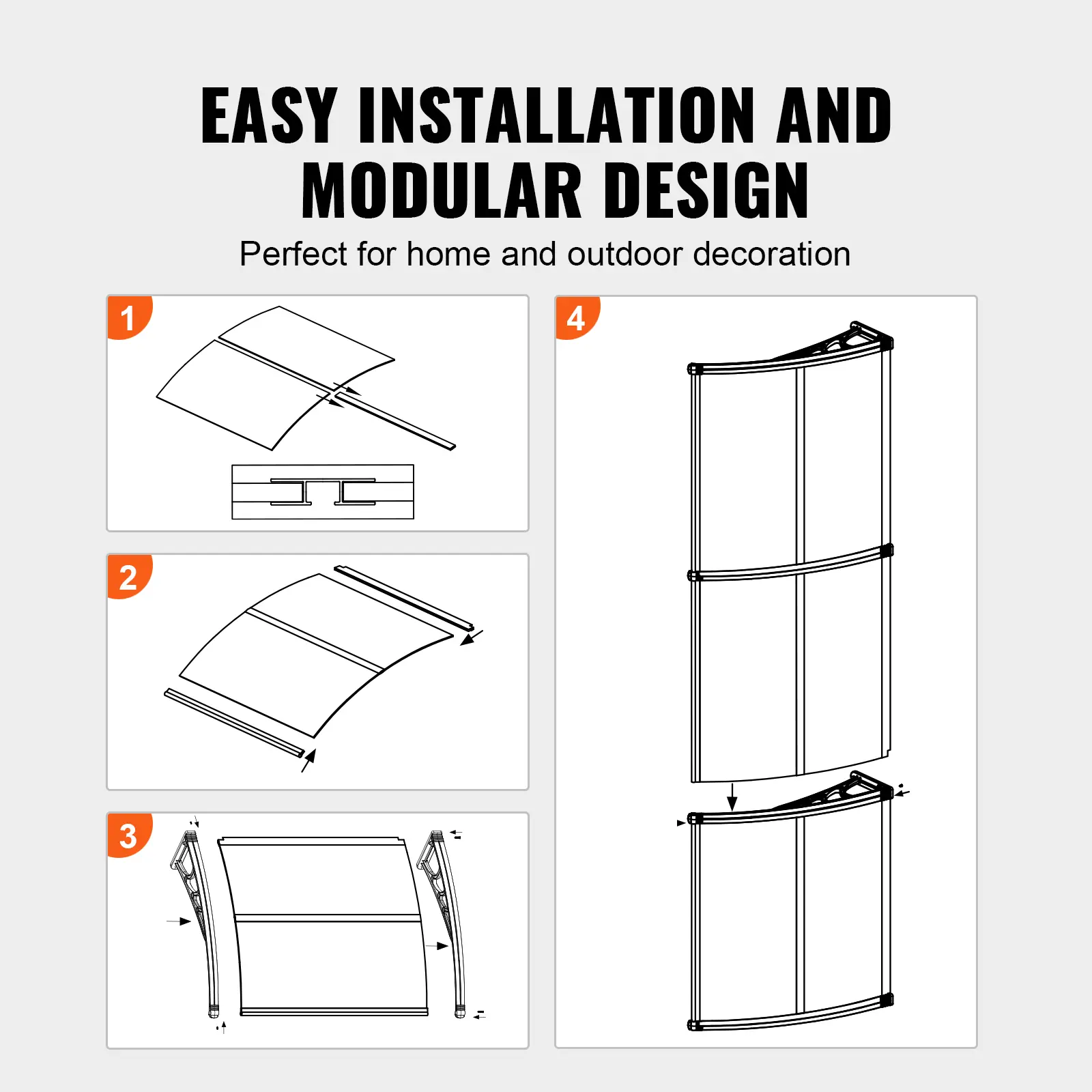 SucceBuy Window Door Awning Canopy UF50+PC Sunshade Outdoor Patio Awning Waterproof for Sun Shutter UV Rain Snow Protection