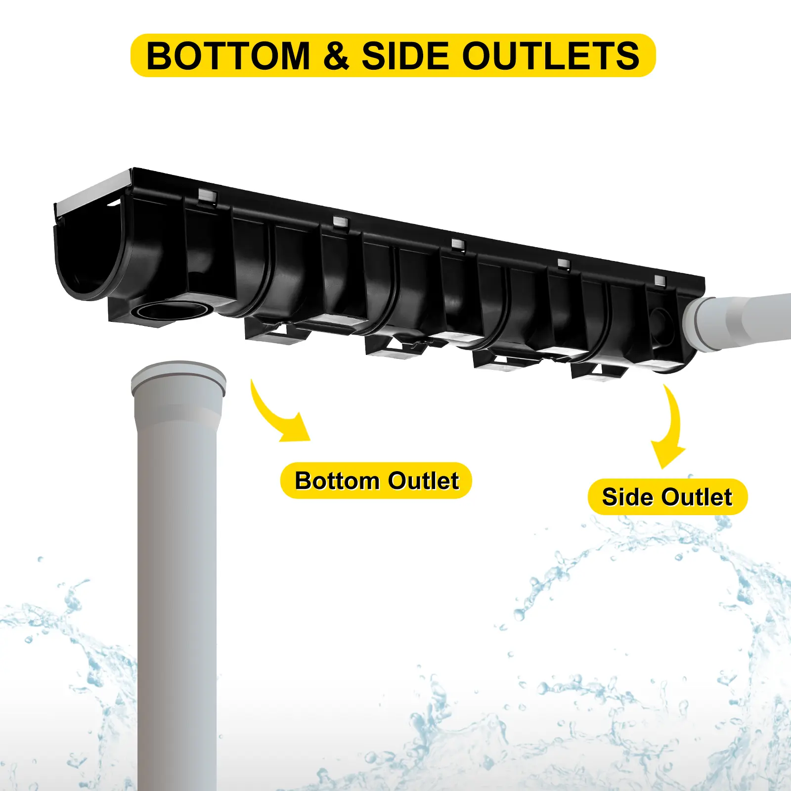 SucceBuy 3/5 Pcs Floor Trench Drain Driveway Channel Drainage Stainless Steel HDPE Bathroom Shower Long Drainage Floor  Cover