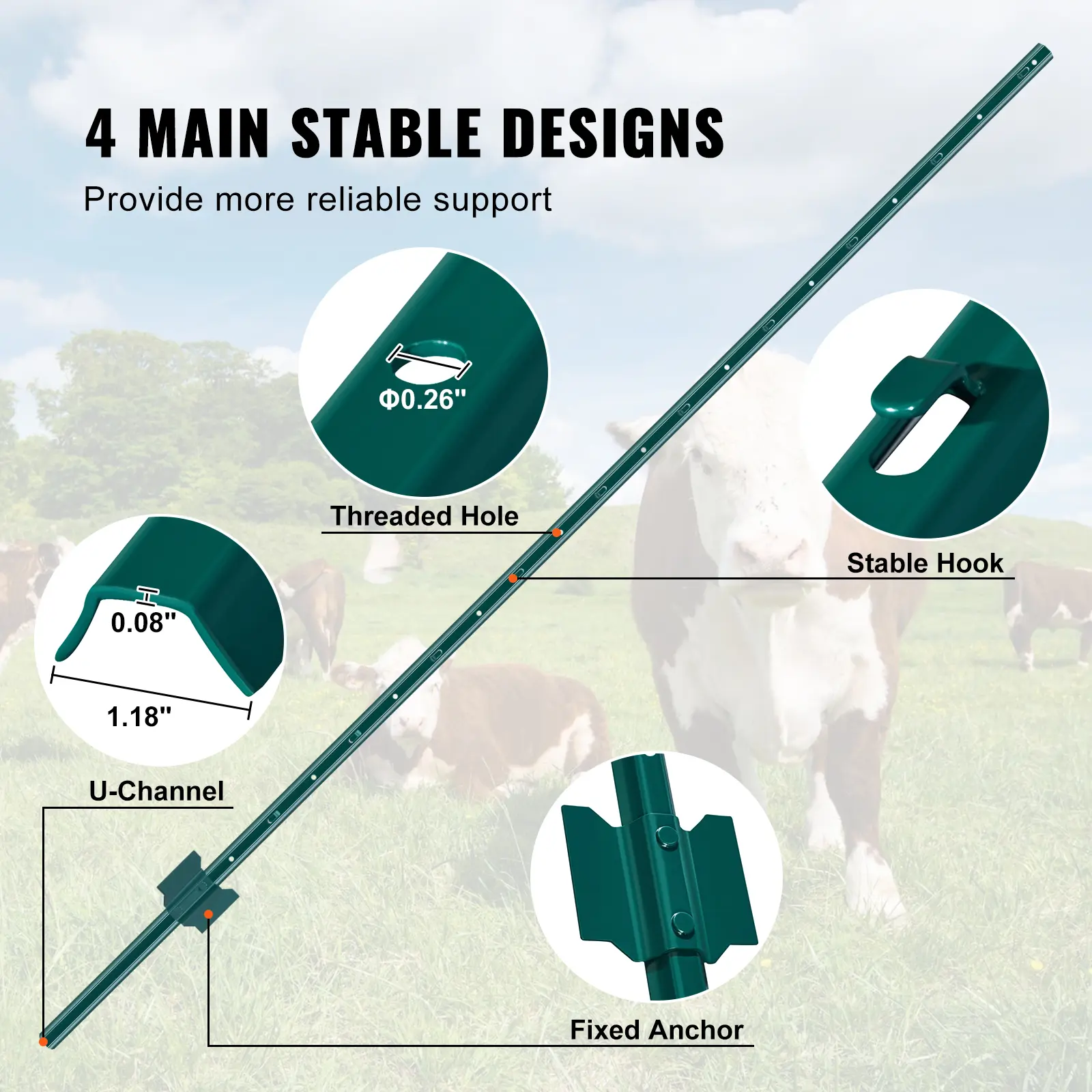 SucceBuy Fence Post T-Post Heavy Duty Metal Fence Post Sturdy Steel Fence Stakes for Garden Yard Lawn Farms Outdoor Wire Fencing