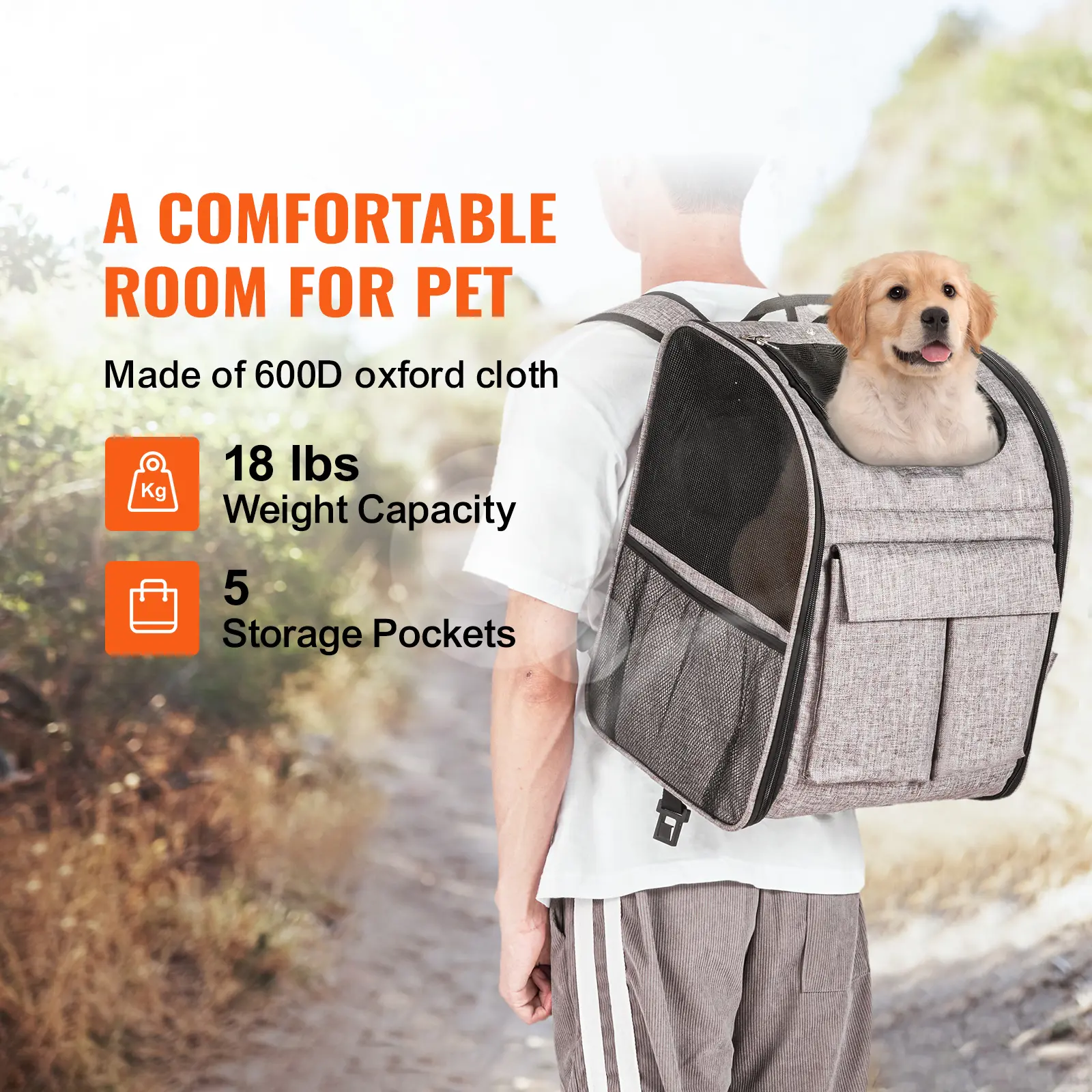 SucceBuy Pet Cat Carrier Breathable Outgoing Dog Carry Backpack with Telescopic Handle Wheels and Shoulder Strap for Travel Trip