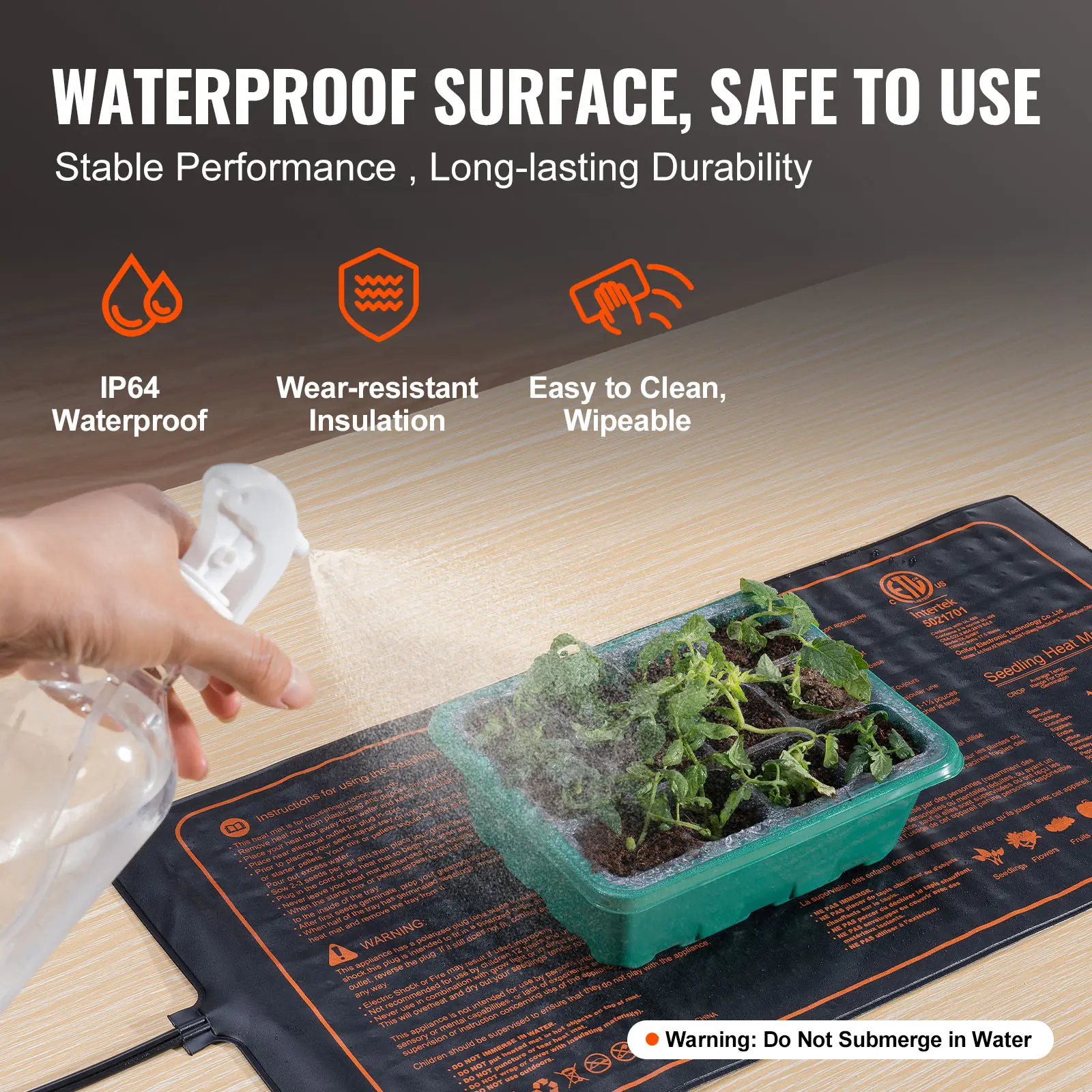 SucceBuy Pack Seedling Heat Mat MET-Certified Waterproof Warm Hydroponic Plant Heating Pad for Seed Starting  Indoor Gardening