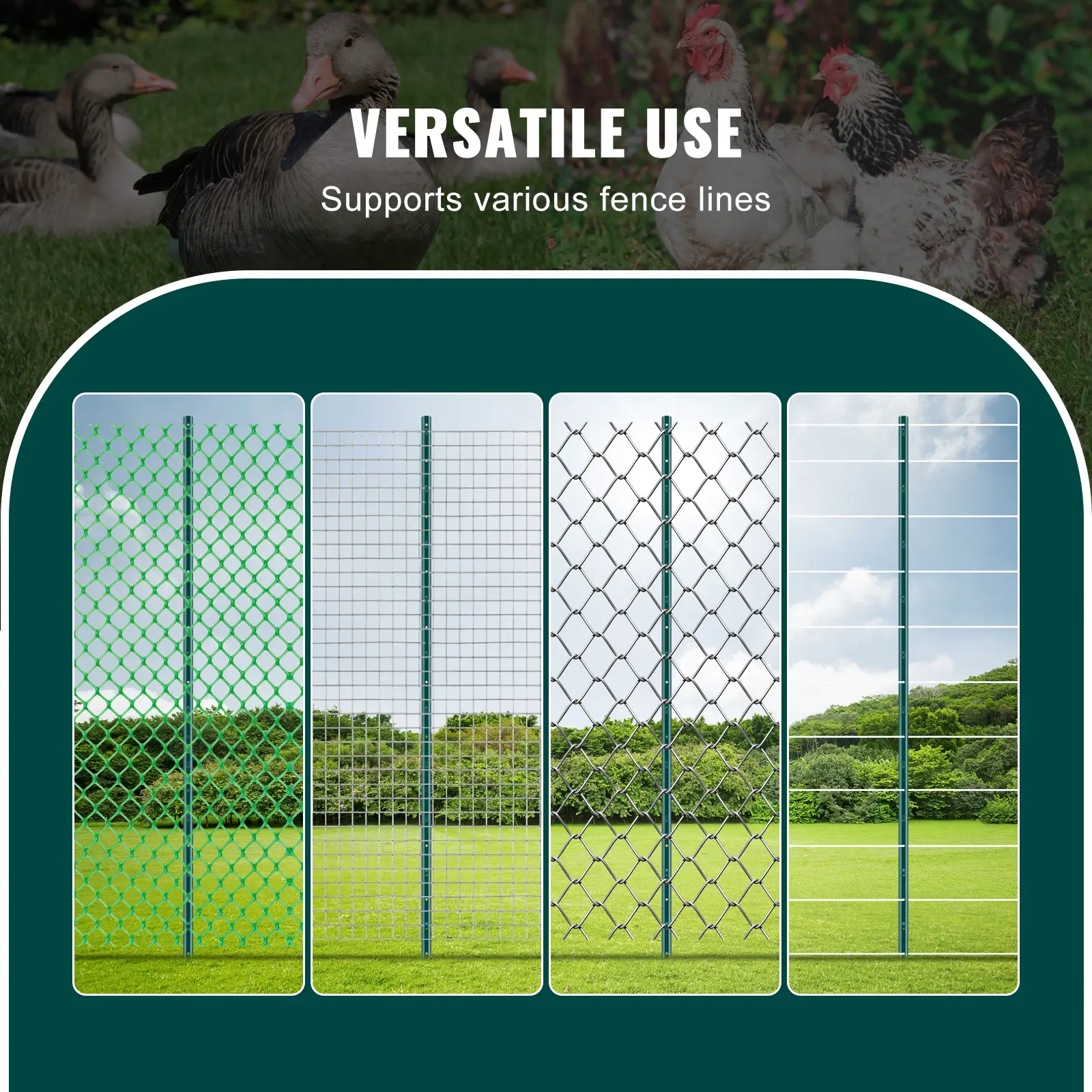 SucceBuy Fence Post T-Post Heavy Duty Metal Fence Post Sturdy Steel Fence Stakes for Garden Yard Lawn Farms Outdoor Wire Fencing