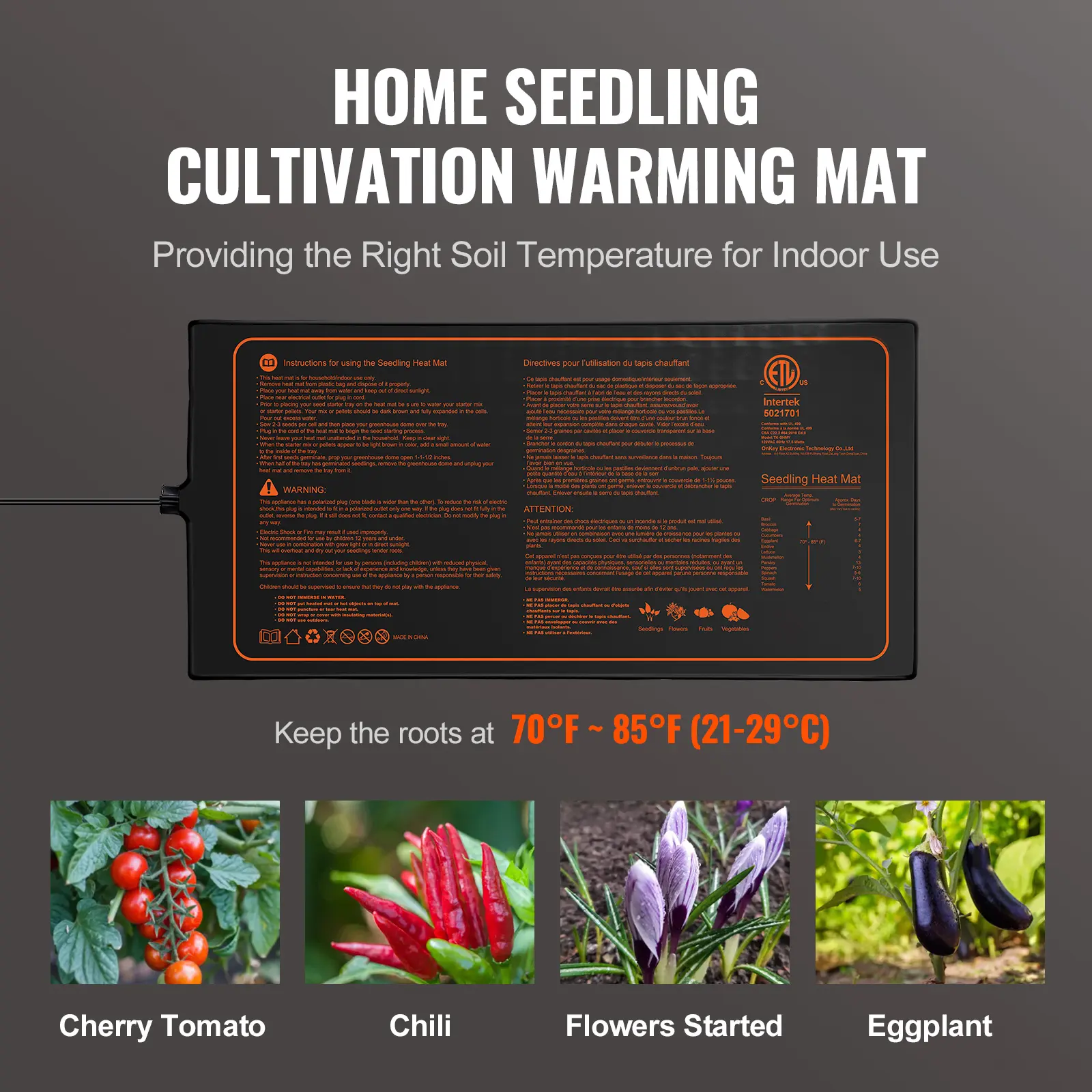 SucceBuy Pack Seedling Heat Mat MET-Certified Waterproof Warm Hydroponic Plant Heating Pad for Seed Starting  Indoor Gardening