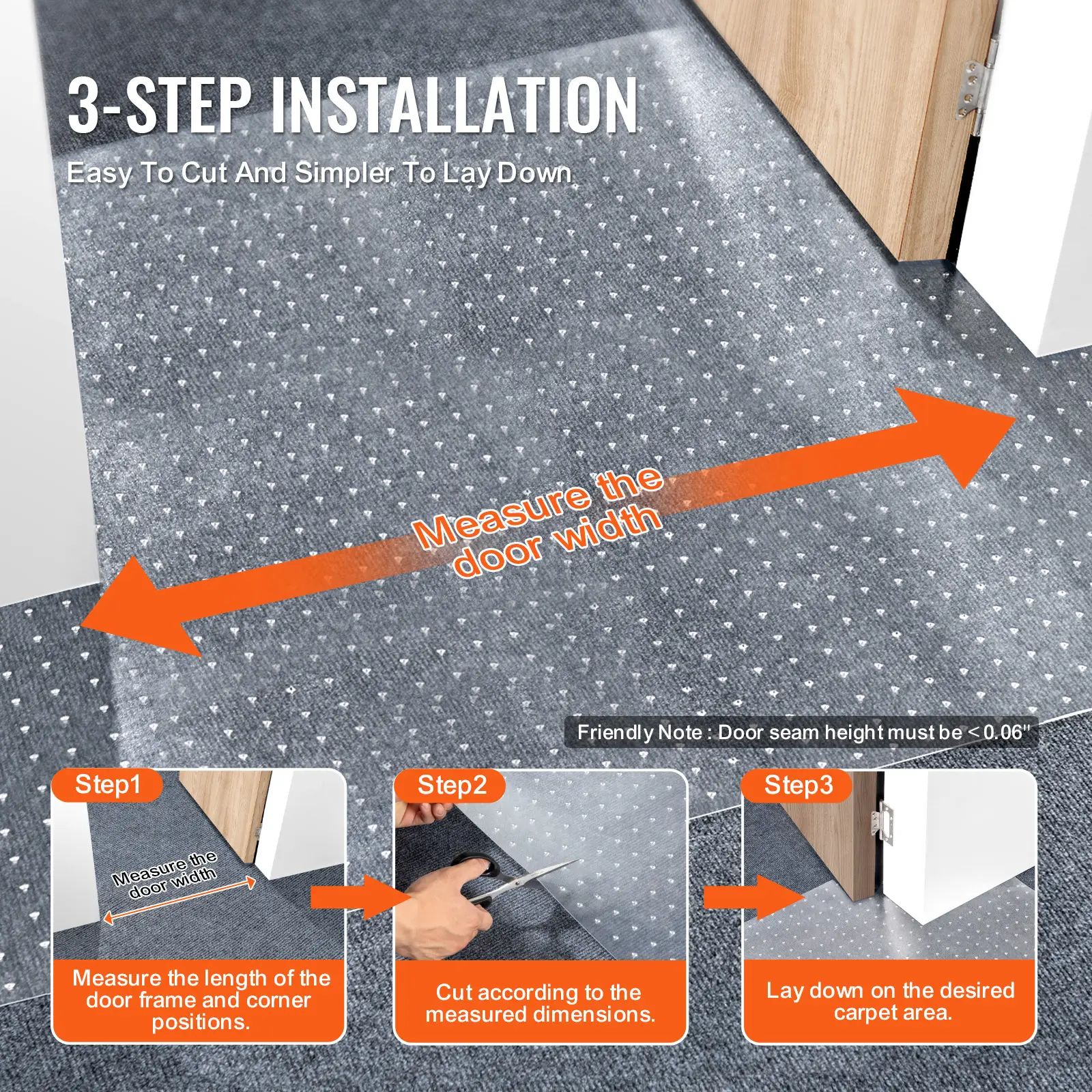 SucceBuy  Carpet Protector for Pets,  PVC Scratch-Proof Cat Carpet Protector for Doorway,  Anti-Slip Cat Scratch Protector Mat