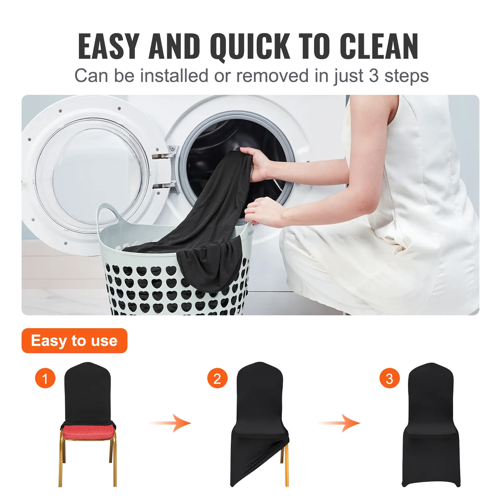 SucceBuy 30/50PCS Spandex Chair Cover for Wedding Party Universal Fitted Chair Cover Removable Washable Protective Slipcovers