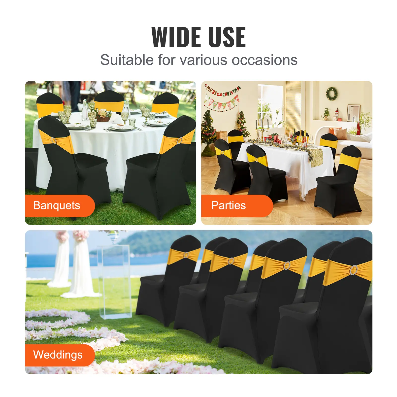 SucceBuy 30/50PCS Spandex Chair Cover for Wedding Party Universal Fitted Chair Cover Removable Washable Protective Slipcovers