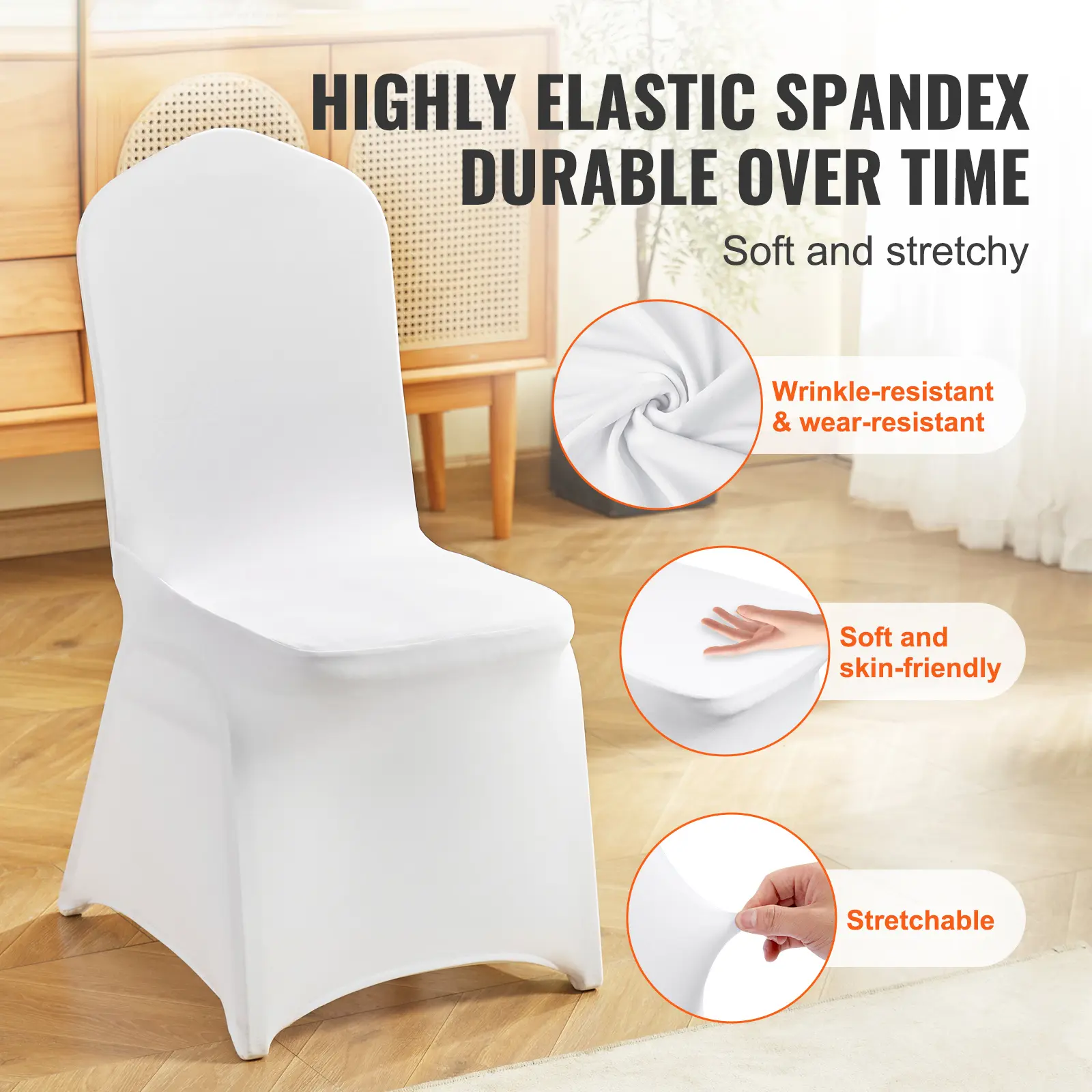 SucceBuy 12-100pcs Stretch Spandex Chair Covers Universal Fitted Chair Cover Removable Washable Slipcovers for Wedding Holiday