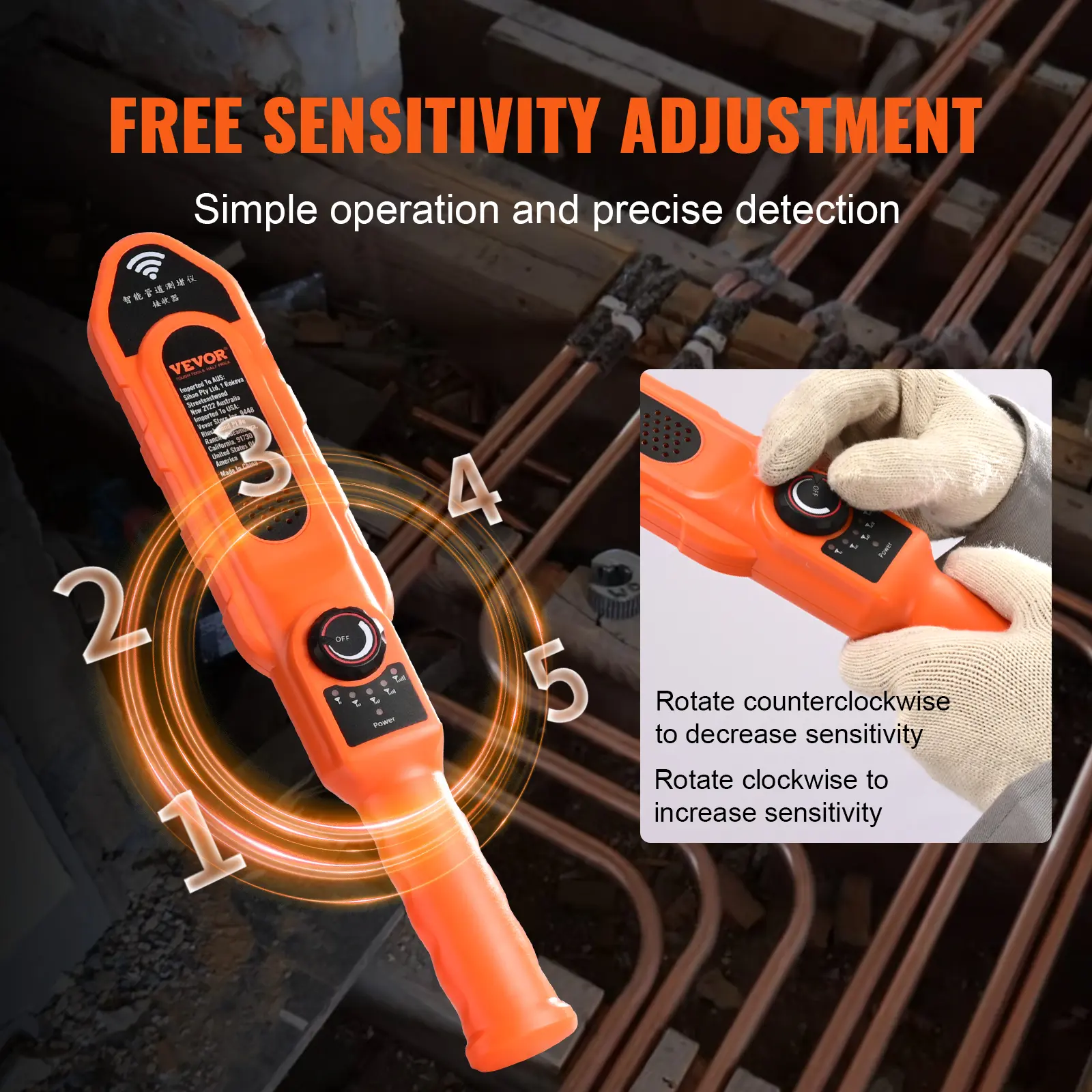 SucceBuy Pipe Locators 30m Underground P67 Waterproof Pipe Blockage Detector Sewer Wall Scanner Plumbing Tool for Plastic Metal