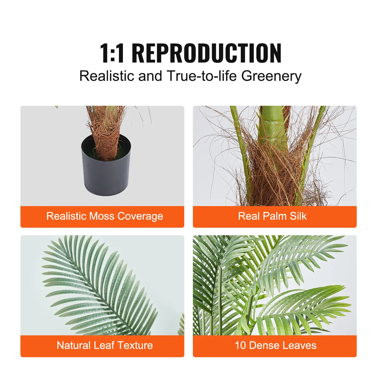 SucceBuy Artificial Palm Tree 4/5/6 FT Faux Plant Secure PE Material & Anti-Tip Tilt Protection Low-Maintenance Plant for Home