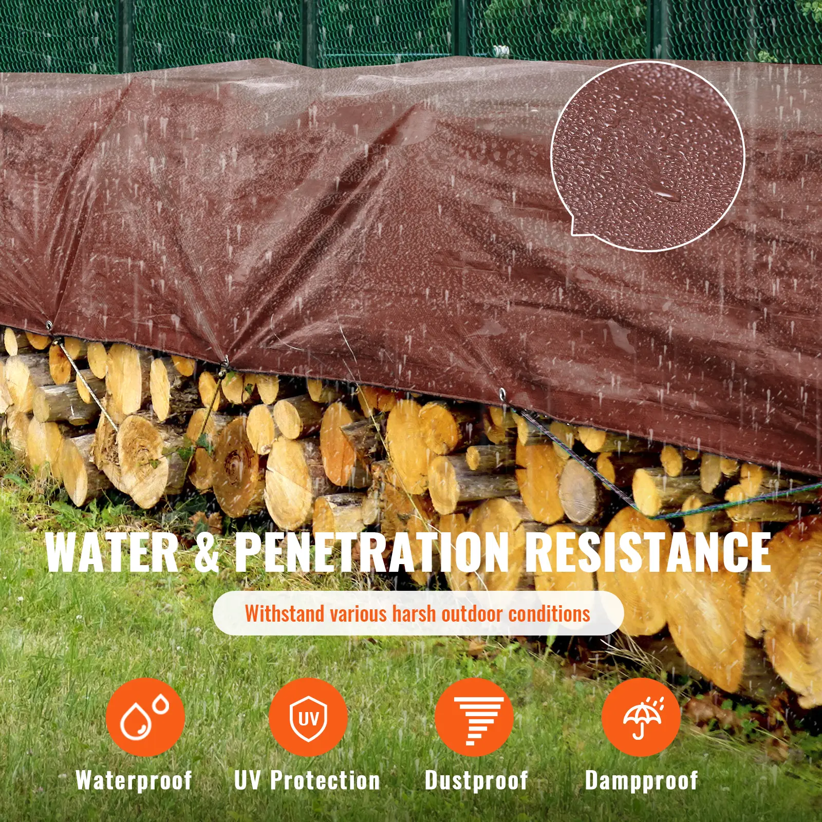 SucceBuy Heavy Duty Tarp 16 Mil Thick  Waterproof Tear Proof Poly Plastic Tarps Cover  Multi-Purpose Outdoor Tarpaulin for Truck