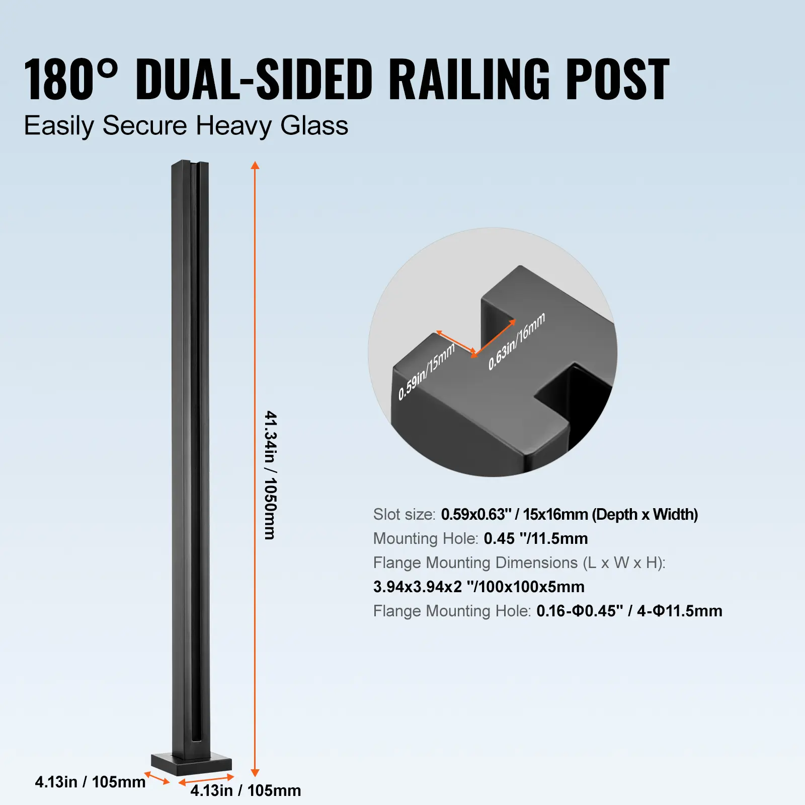 SucceBuy Glass Clamp, 41.34" Height Glass Railing Bracket for 0.39 "-0.47 " Thickness Tempered Glass,  Stainless Steel Clamp