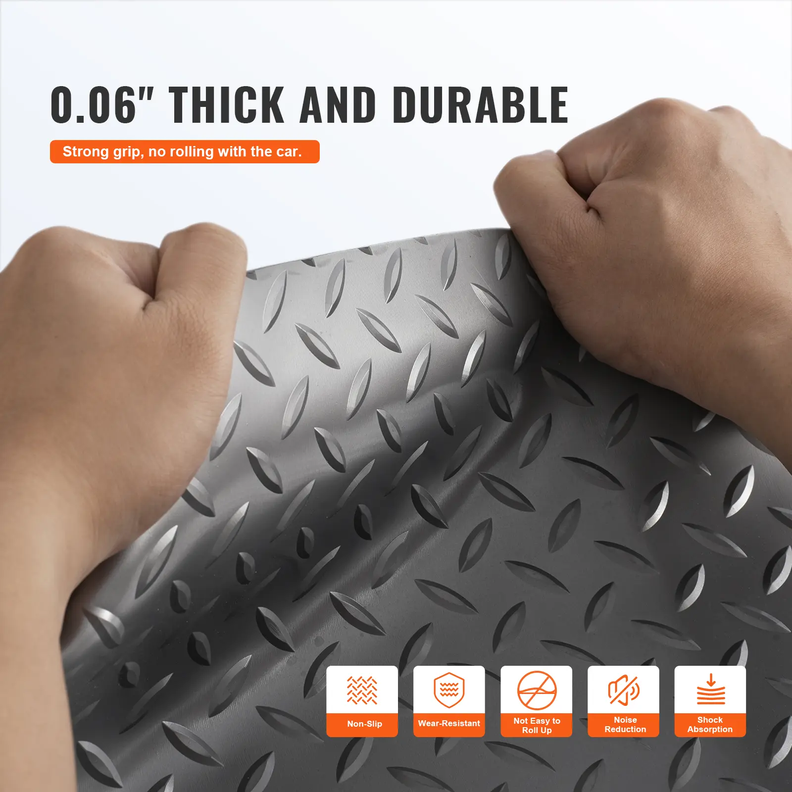 SucceBuy Garage Floor Mat 157.48 x 59.05 inch PVC Garage Flooring Roll Non-slip Diamond Texture 64.58 sq.ft Covering Space