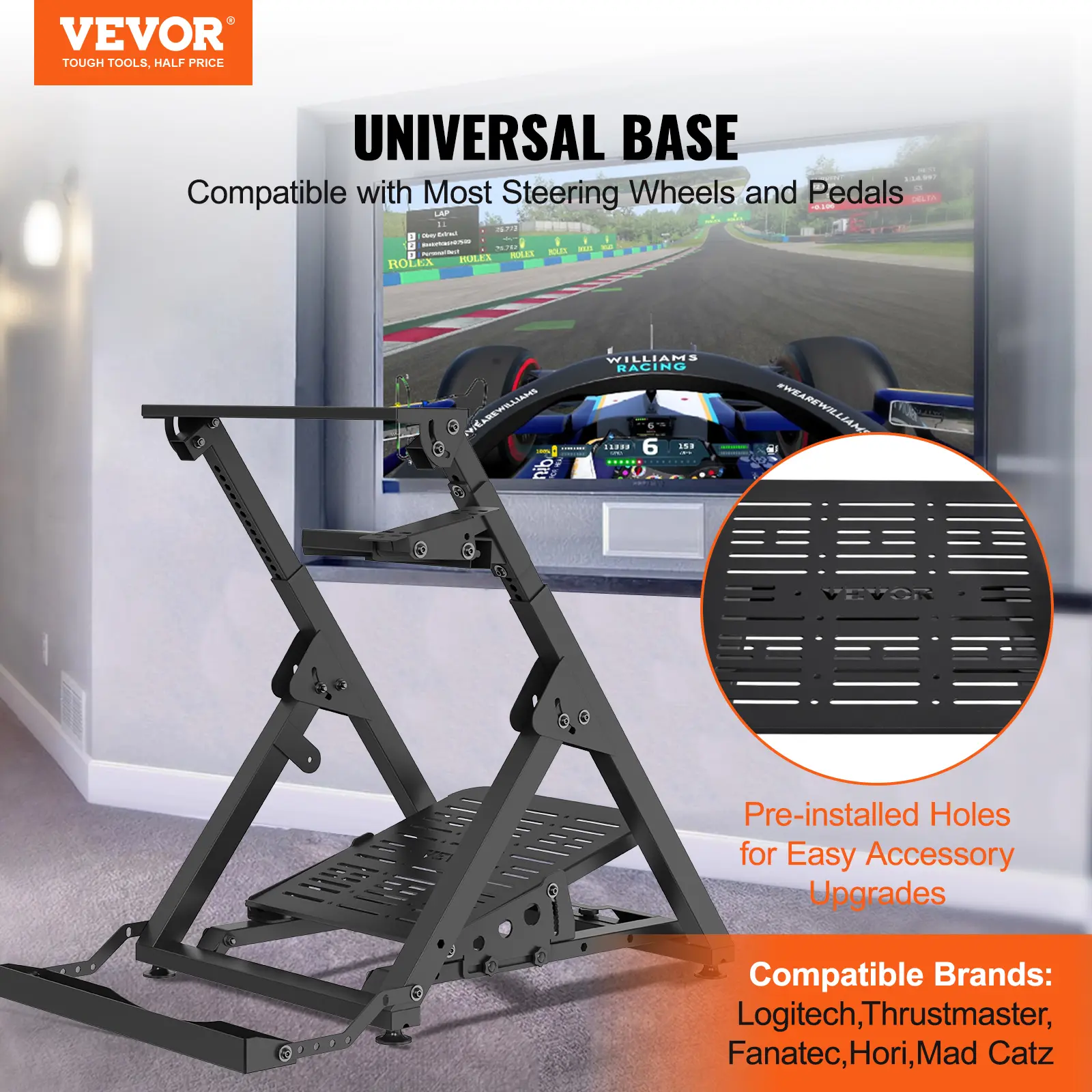 SucceBuy Foldable Racing Steering Wheel Stand Height Adjustable Universal Base Compatible with Logitech & Thrustmaster  Wheel