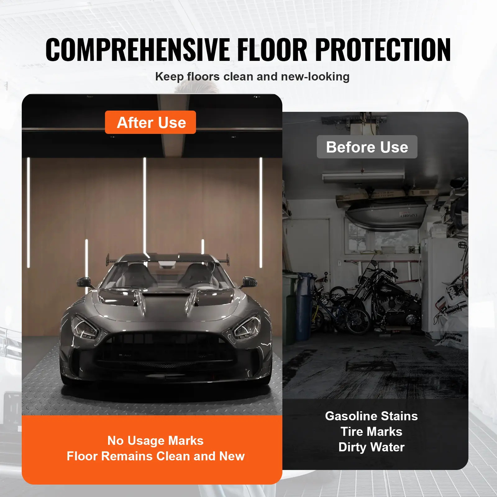 SucceBuy Garage Floor Mat 157.48 x 59.05 inch PVC Garage Flooring Roll Non-slip Diamond Texture 64.58 sq.ft Covering Space