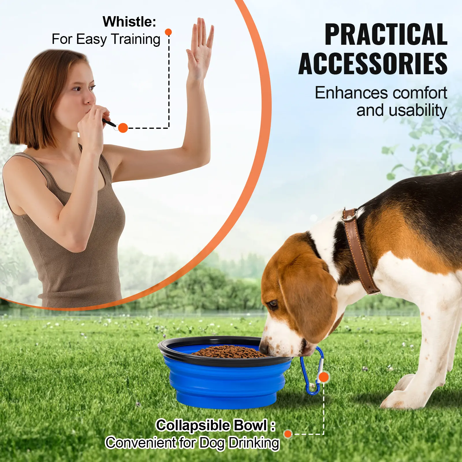 SucceBuy Dog Agility Training Equipment 4 PCS Set with Adjustable High Hurdles 6 Weave PolesJump Ring Square Pause Box Whistle
