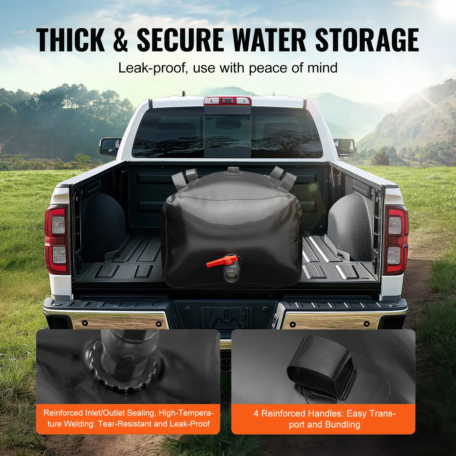 SucceBuy 113L/1000L Water Storage Bladder Portable RV Water Tank 1000D PVC Collapsible Water Storage Containers Soft Water Bag
