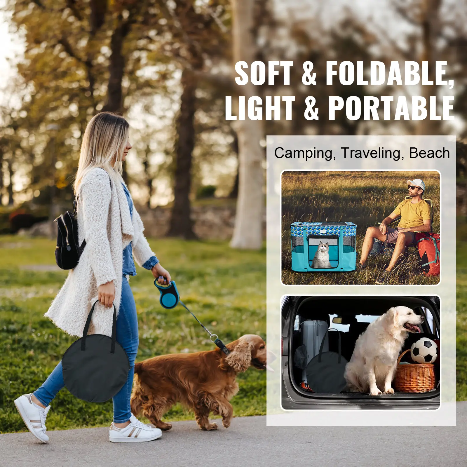 SucceBuy Portable Foldable Pet Playpen Tent Crate Kennel Waterproof Puppy Shelter for Dog Cat Cage Indoor Outdoor Travel Camping