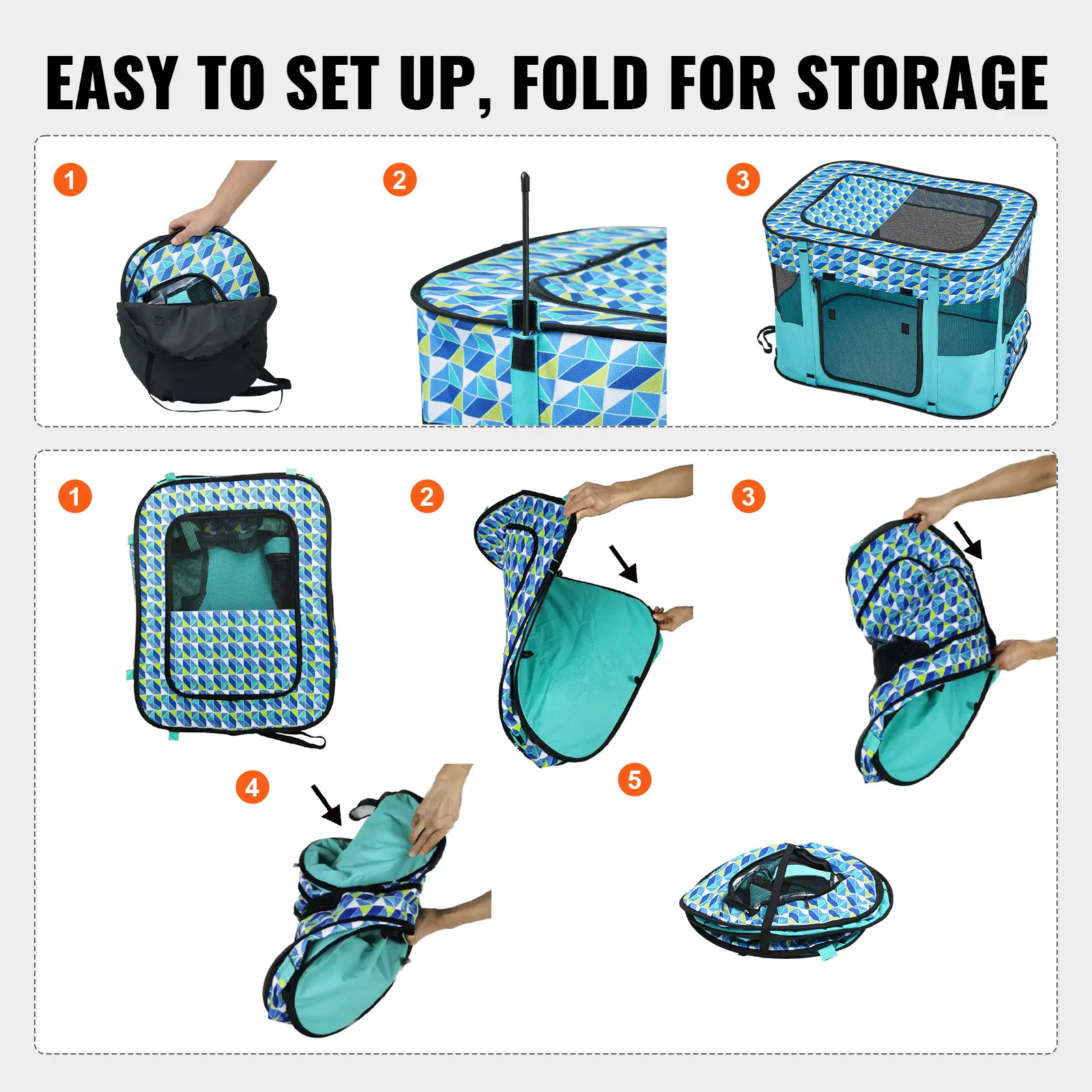 SucceBuy Portable Foldable Pet Playpen Tent Crate Kennel Waterproof Puppy Shelter for Dog Cat Cage Indoor Outdoor Travel Camping