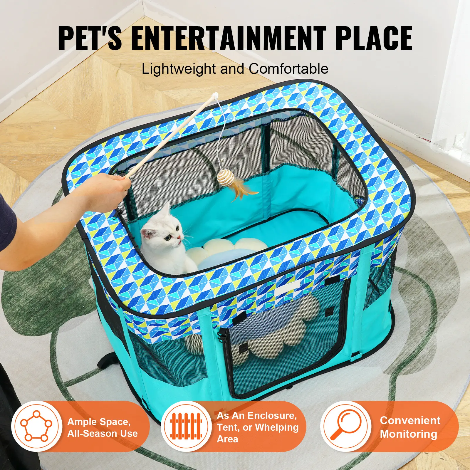 SucceBuy Portable Foldable Pet Playpen Tent Crate Kennel Waterproof Puppy Shelter for Dog Cat Cage Indoor Outdoor Travel Camping