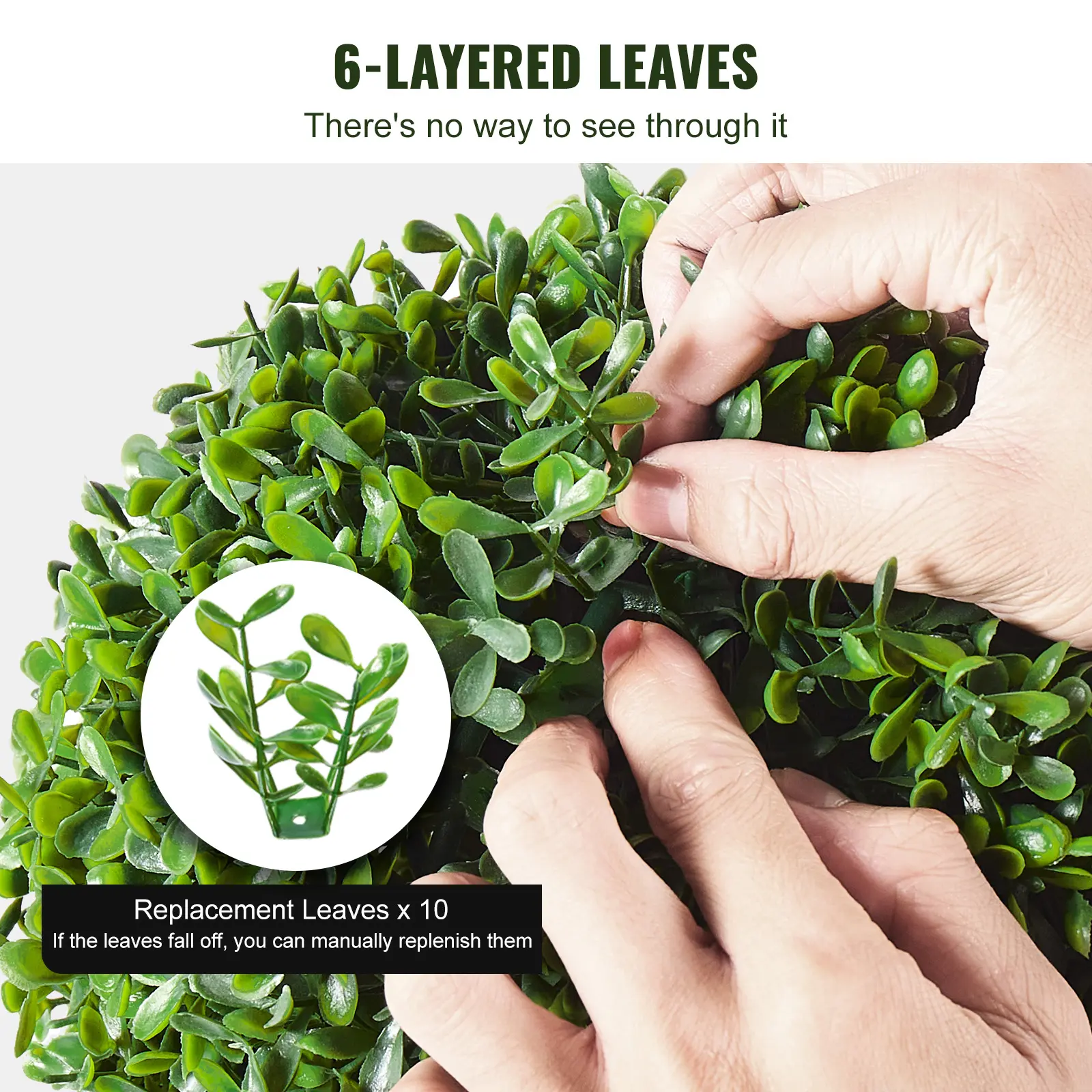 SucceBuy Artificial Boxwood Topiary Tree Faux Plant w/ Extra Leaves Pot Small Decoration UV Rated Set for Home Decor Indoor
