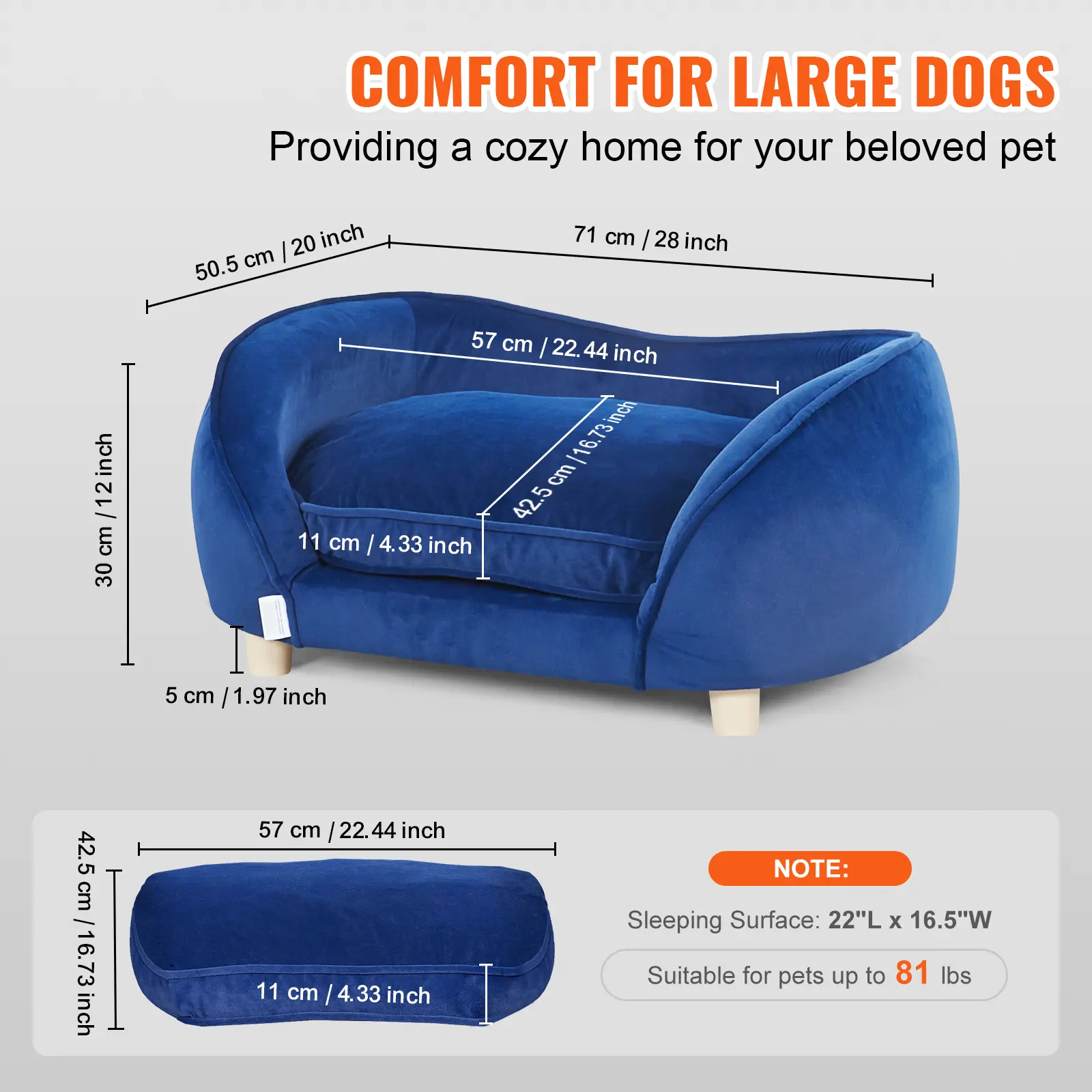 SucceBuy Pet Sofa Dog Couch for Medium-Sized Dogs and Cats Soft Velvety Dog Sofa Bed for Living Room Bedroom Pet Store or Clinic