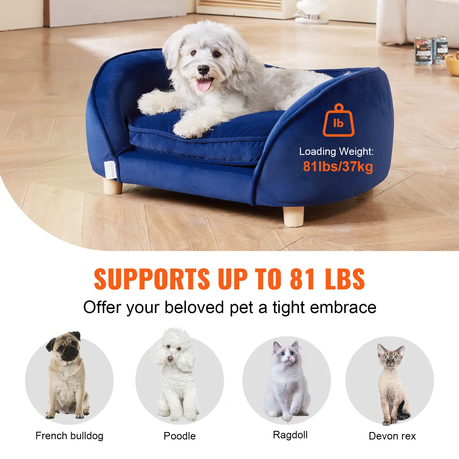 SucceBuy Pet Sofa Dog Couch for Medium-Sized Dogs and Cats Soft Velvety Dog Sofa Bed for Living Room Bedroom Pet Store or Clinic
