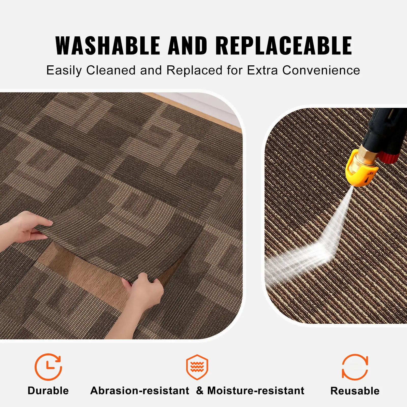 SucceBuy Carpet Tiles Reusable 24"x 24"Carpet Squares With Padding Attached Soft Padded Carpet Tiles Easy Install DIY for Bedroo