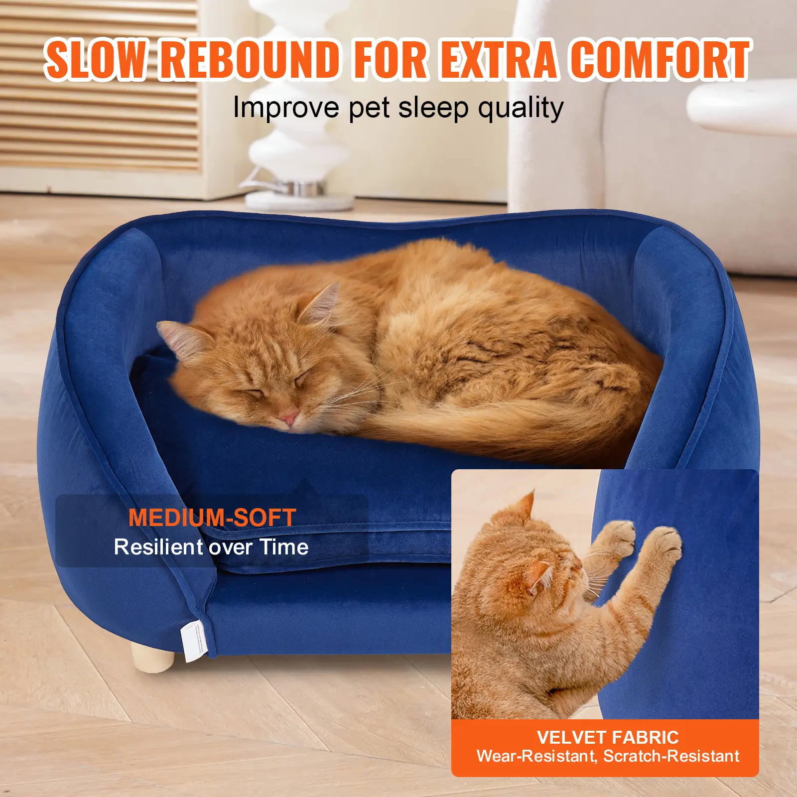 SucceBuy Pet Sofa Dog Couch for Medium-Sized Dogs and Cats Soft Velvety Dog Sofa Bed for Living Room Bedroom Pet Store or Clinic