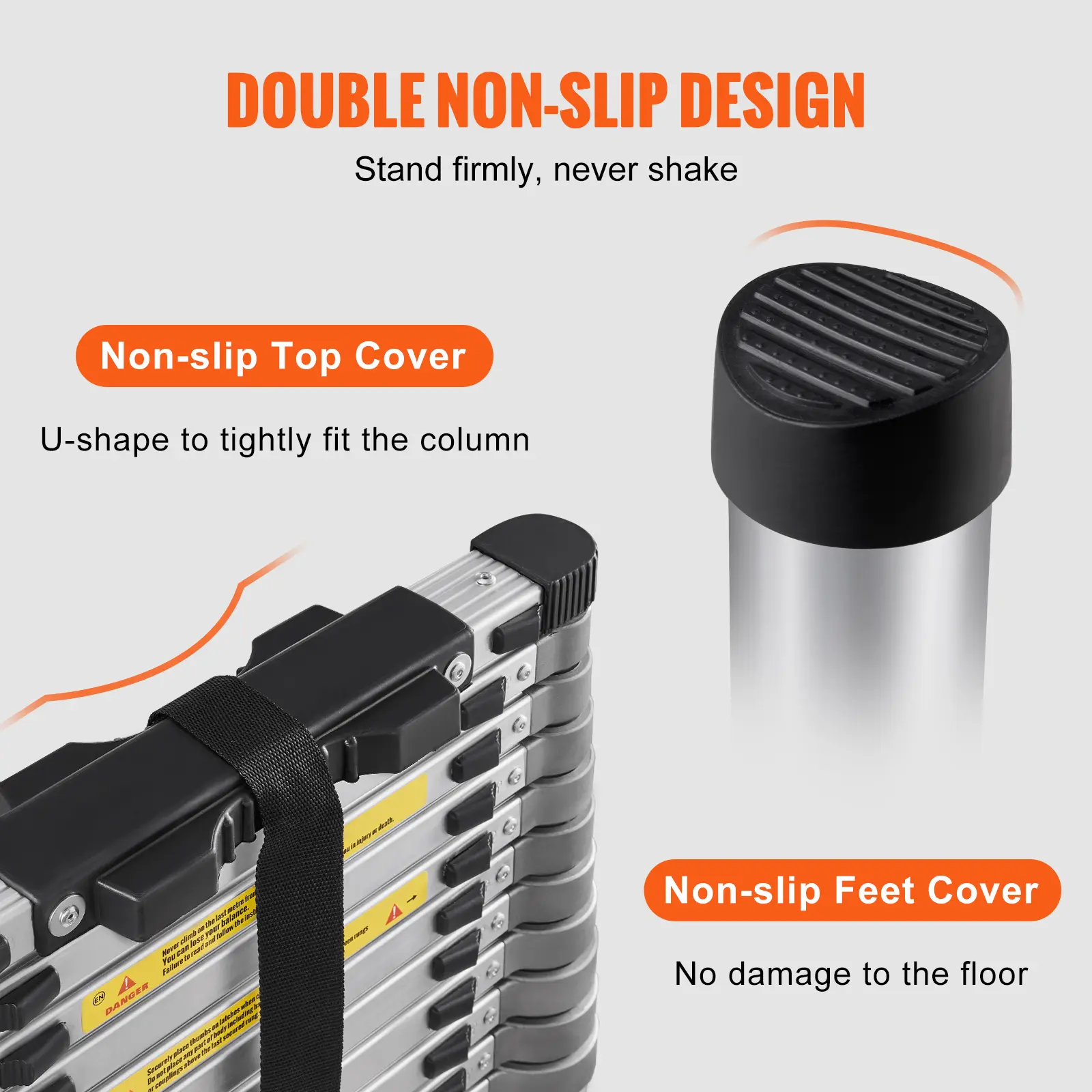 SucceBuy Telescoping Ladder 4 Type Aluminum button Retraction Collapsible Extension Ladder 400 LBS Capacity with Non-slip Feet