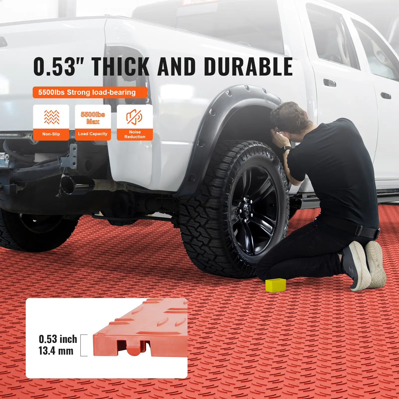 SucceBuy Garage Tiles Interlocking 12 x 12 x 0.53 in 50 Pack Garage Floor Covering Tiles Non-Slip Texture Garage Flooring Tiles