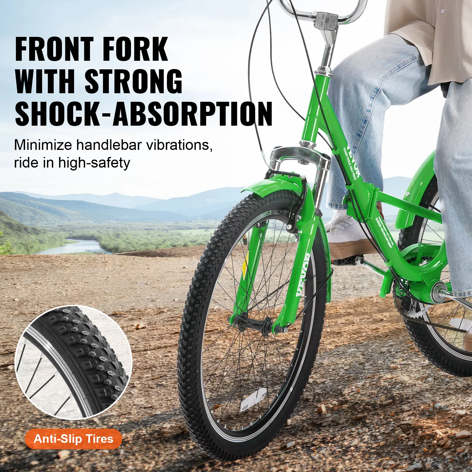 VEVOR 20/24/26inch Folding Adult Tricycle 7 Speed Carbon Steel 3 Wheels with Basket Adjustable Seat Shopping Picnic For Seniors