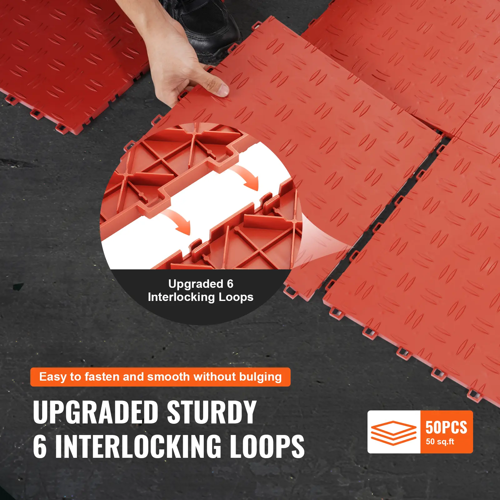 SucceBuy Garage Tiles Interlocking 12 x 12 x 0.53 in 50 Pack Garage Floor Covering Tiles Non-Slip Texture Garage Flooring Tiles