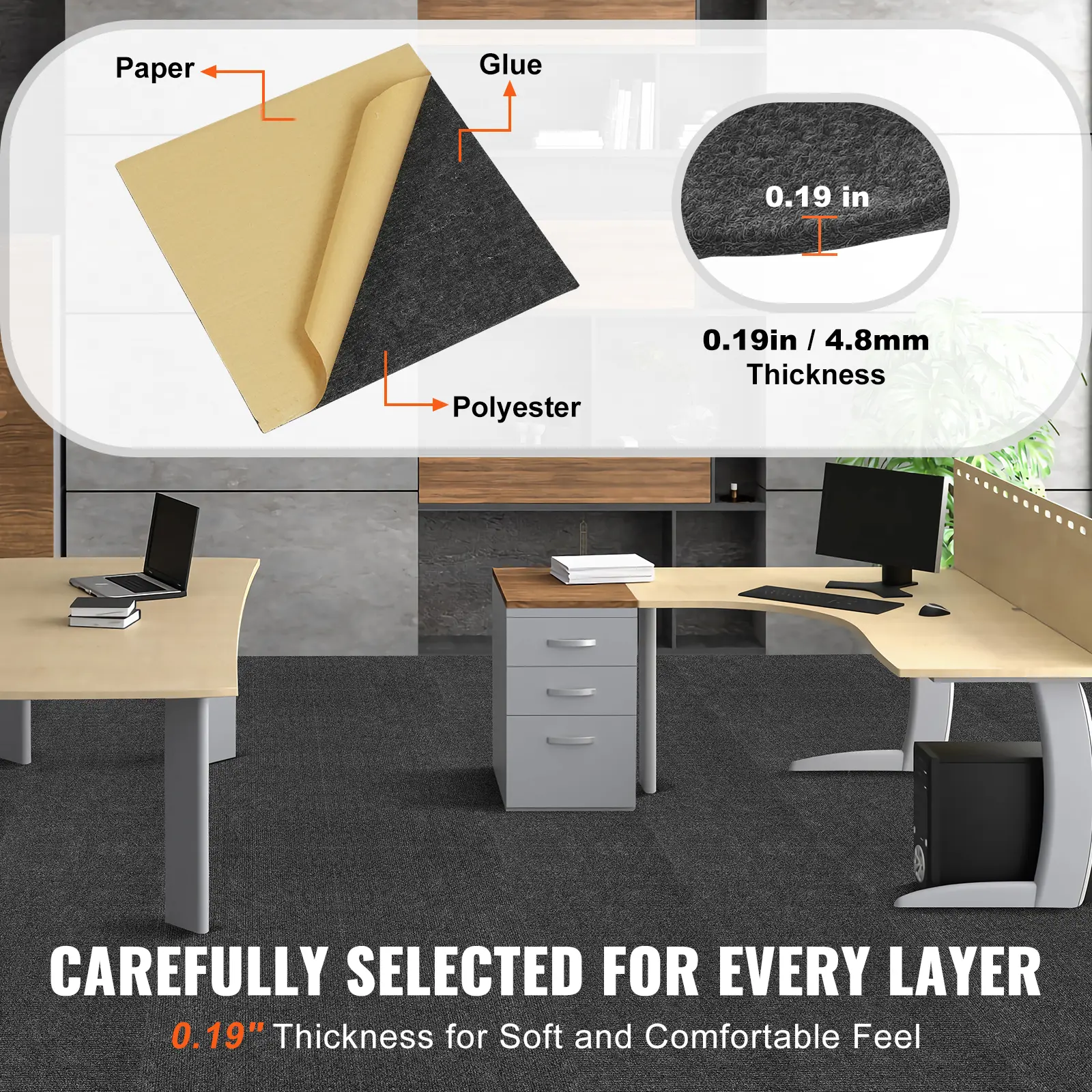 SucceBuy Carpet Tiles Peel & Stick Self Adhesive Carpet Floor Soft Padded Carpet Tiles for Bedroom Living Room Indoor Outdoor