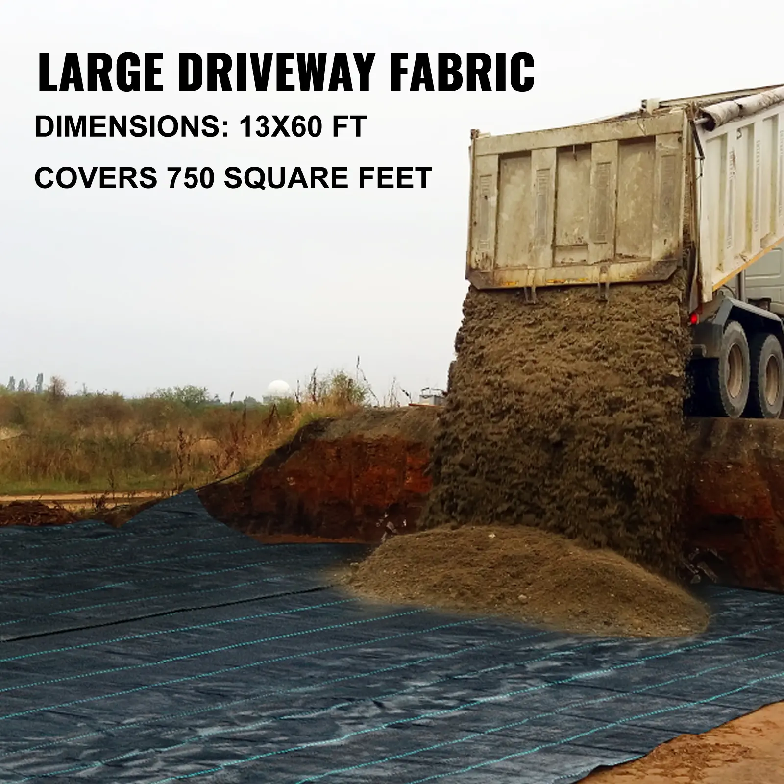 SucceBuy Commercial Grade Ground Road Large Driveway Permeable  Fabric Stabilization Roll Mat Underlayment Outdoor Waterproof