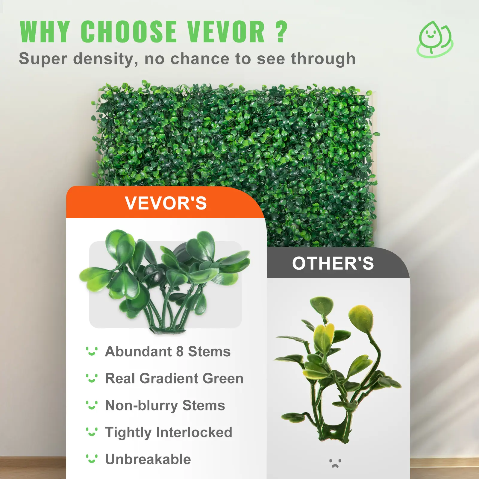 SucceBuy 12PCS 10x10 in Artificial Boxwood Panels Boxwood Hedge Wall Mat Artificial Grass Backdrop Privacy Screen UV Protected