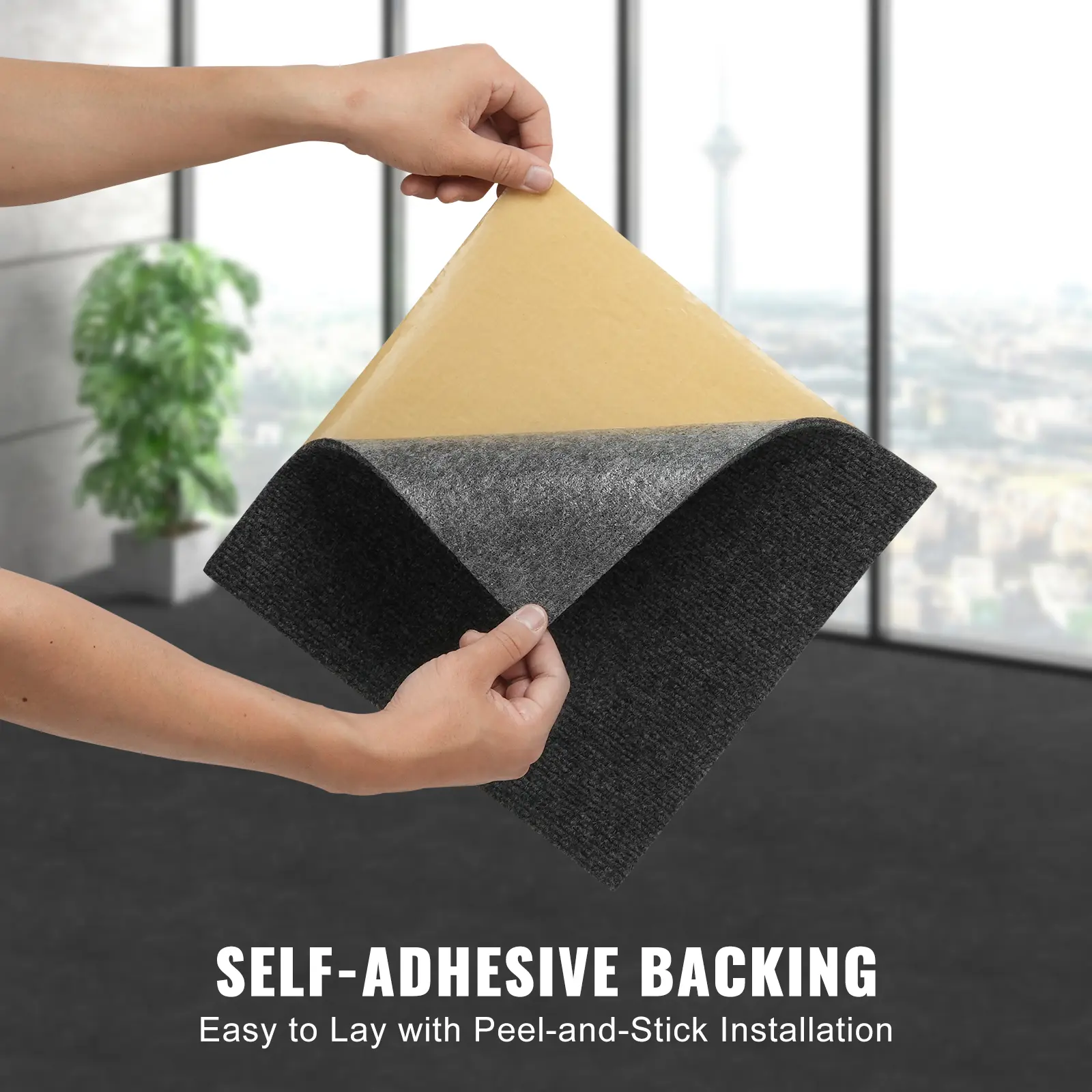 SucceBuy Carpet Tiles Peel & Stick Self Adhesive Carpet Floor Soft Padded Carpet Tiles for Bedroom Living Room Indoor Outdoor